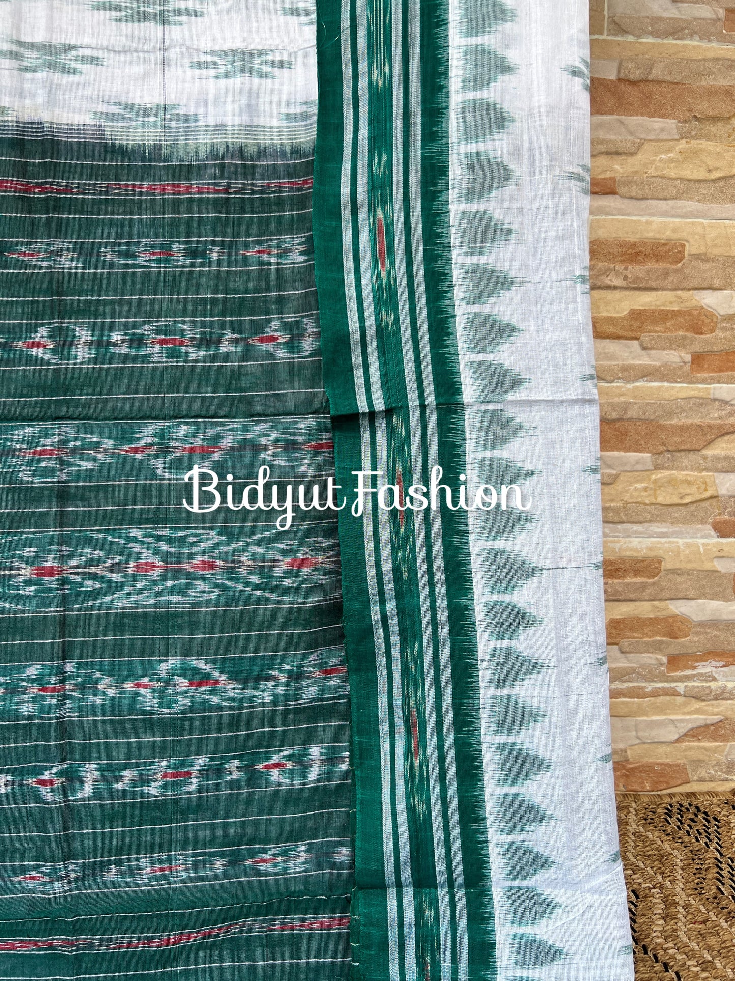 Handlooms of Odisha Maniabandha Nuapatna Ikat Cotton Saree white Color