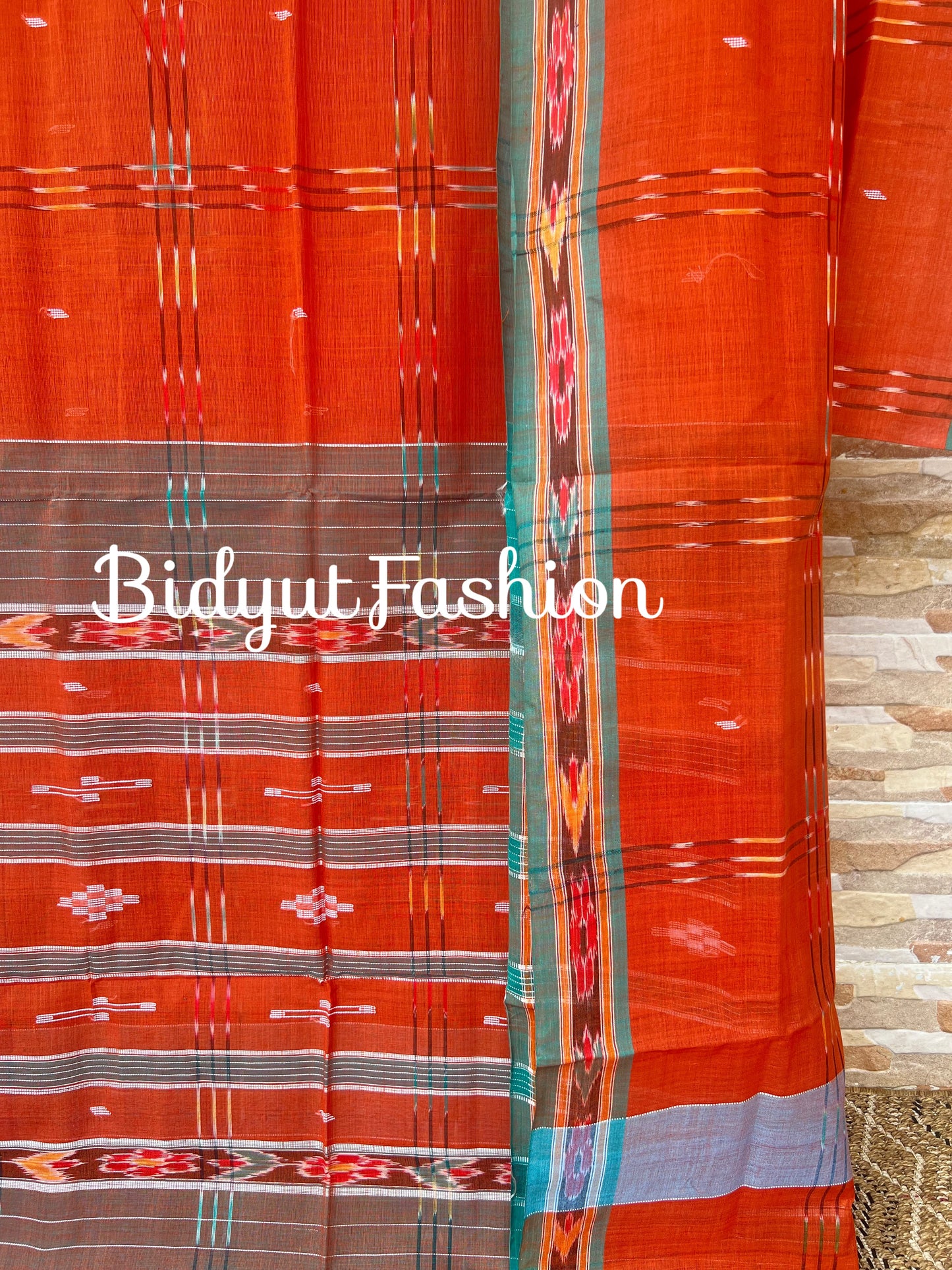 Handlooms of Odisha Jagatsinghpur Suta Ikat Cotton saree Brown color