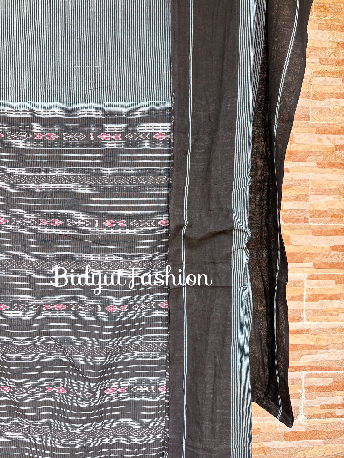 Handlooms of Odisha Sambalpuri Ikat Cotton Saree Grey Color