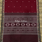 Exquisite Odisha Handloom Maroon color Suta Luga Ikat Cotton Saree - Unveiling the Artistry of Traditional Weaving - Bidyut Fashion