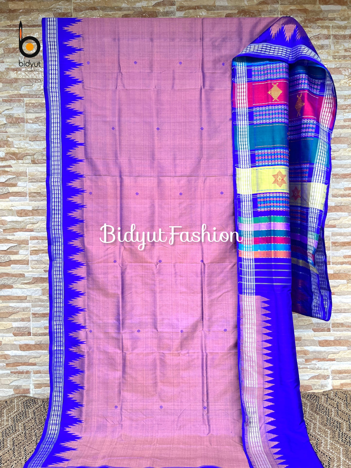 Handlooms of Odisha Berhampuri Double Palla Silk Saree Mauve pink color