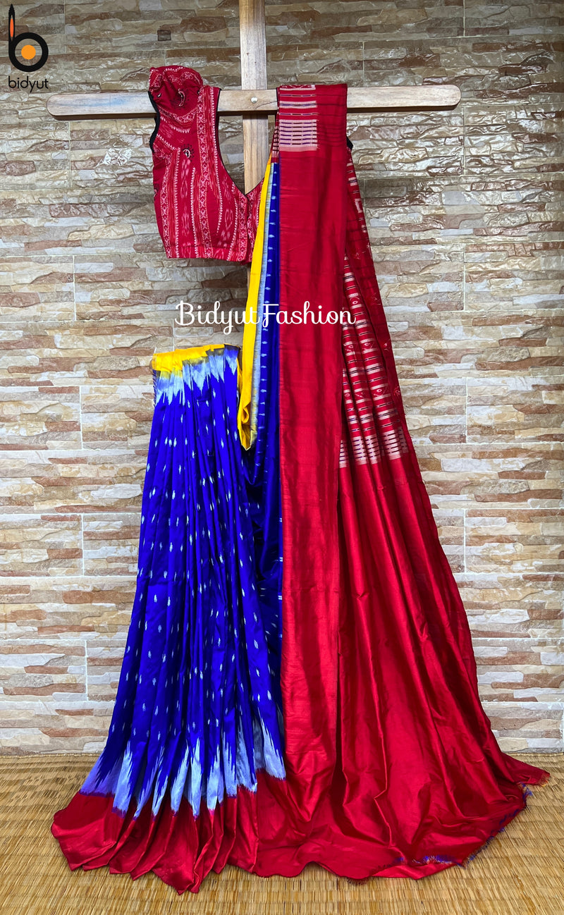 Exquisite blue Color Odisha Handloom Sambalpuri Ikat Silk Saree | Authentic Craftsmanship and Elegance | Bidyut Fashion House - Bidyut Fashion