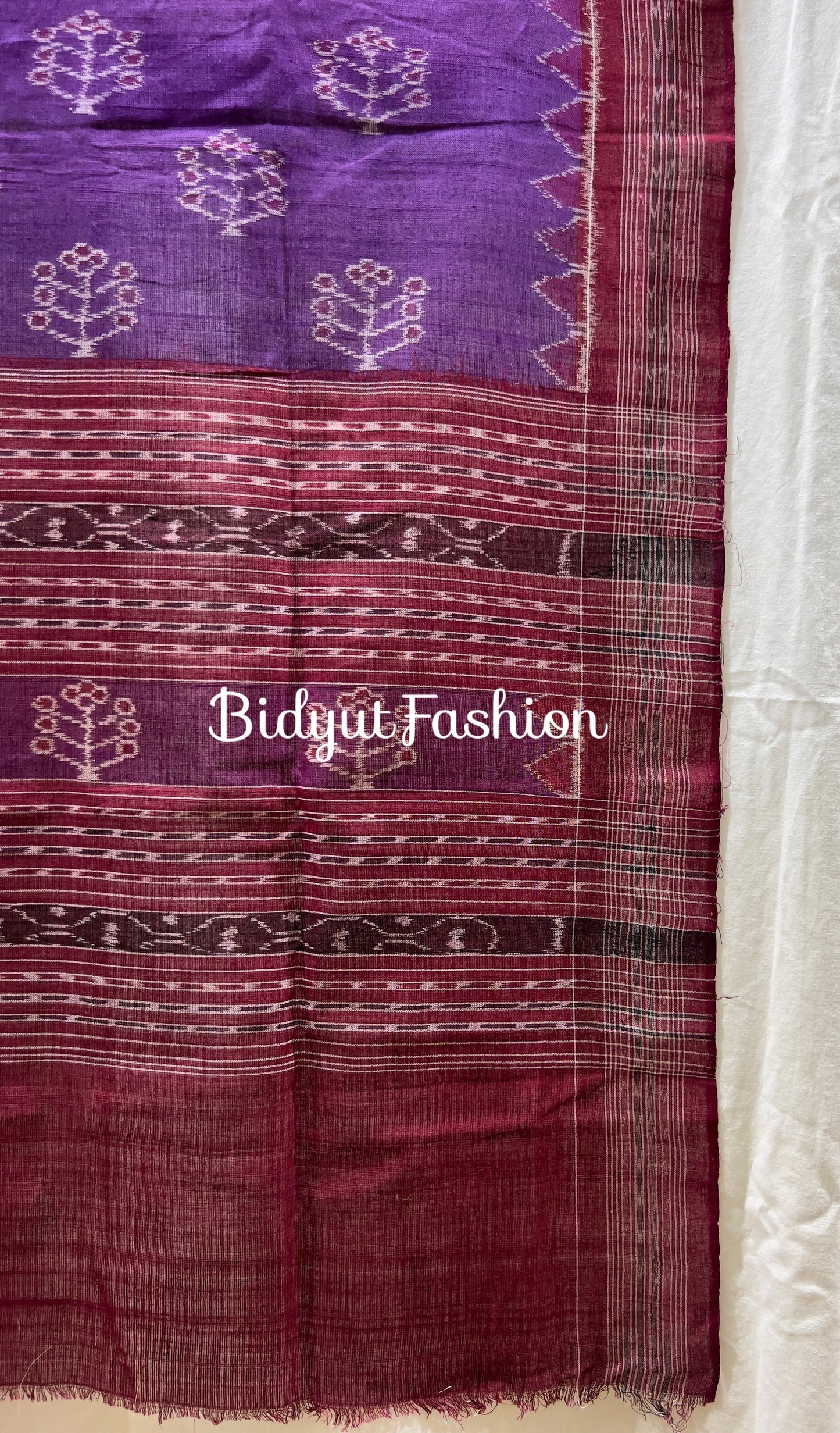 Handloons of Odisha Sambalpuri Ikat Cotton Dupatta Purple Color