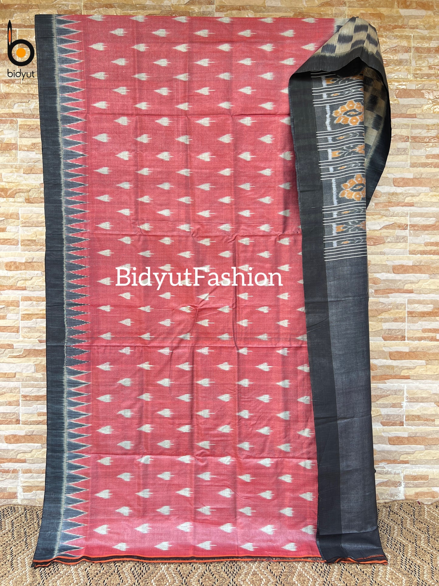 Handlooms of Odisha Gopalpur Tussar Silk Saree rust orange color