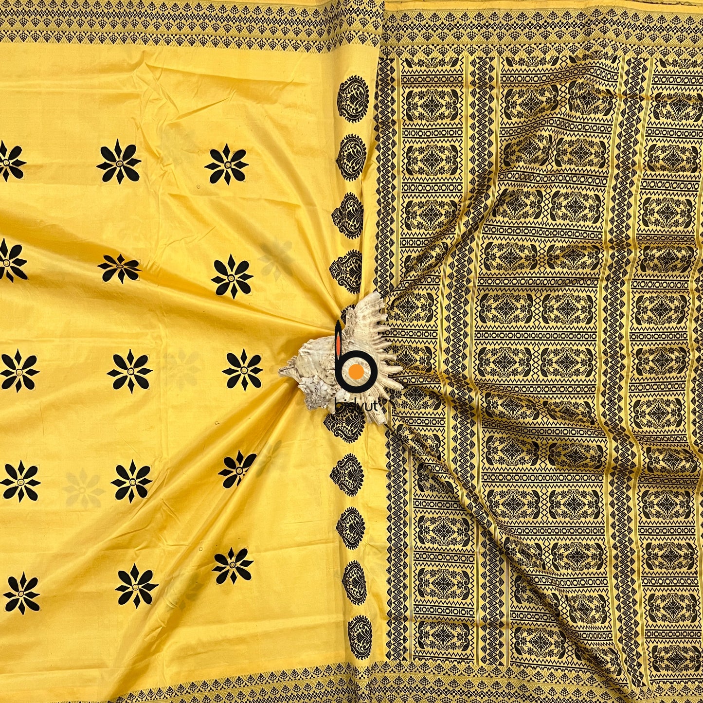 Handlooms of Assam Paat Silk Saree Yellow color