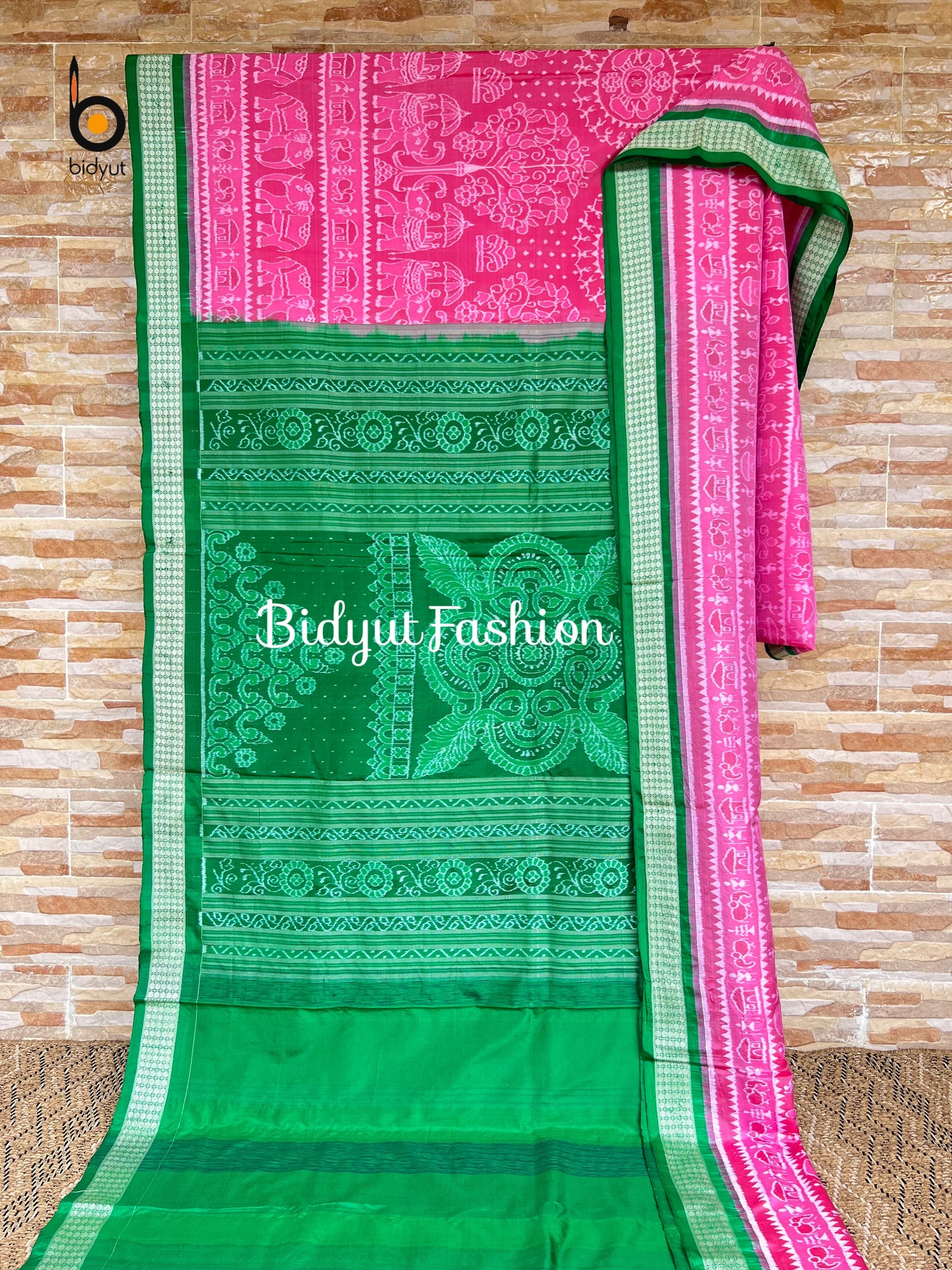 Handlooms of Odisha Sambalpuri Ikat Silk Saree Pink color