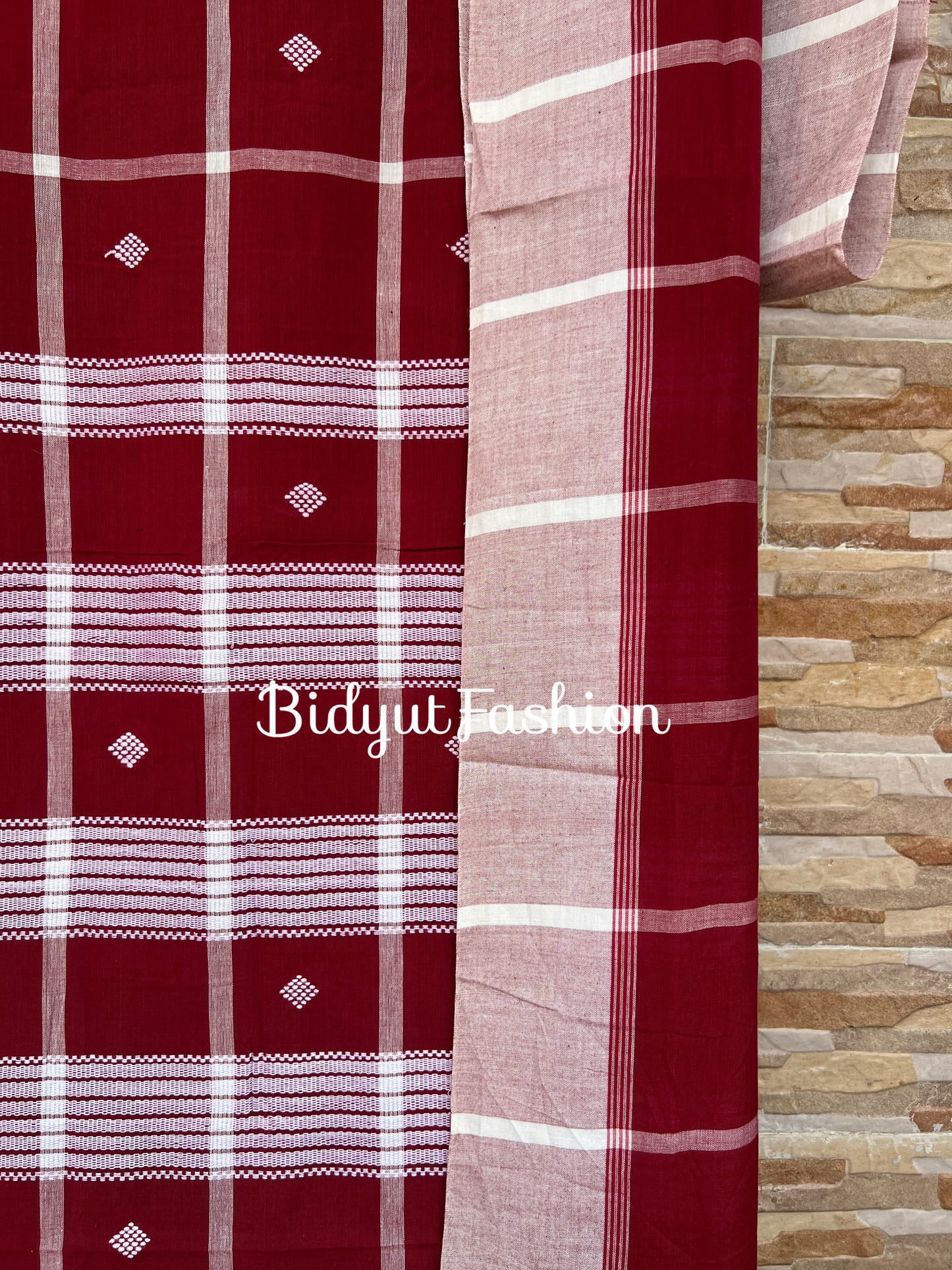 Handlooms of Odisha Santhal Tribal Cotton Sarees Burgundy color