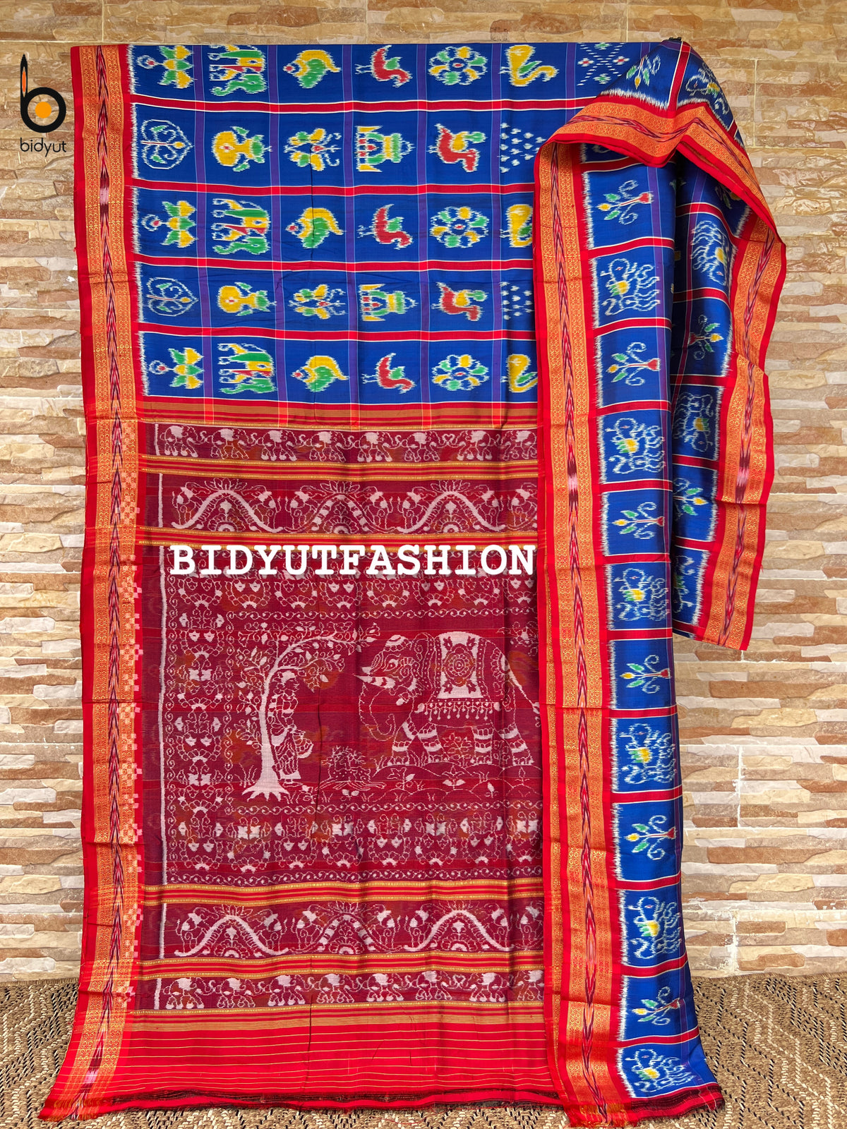 Blue Nabakothi Nuapatna Khandua Ikat Silk Saree Odisha Handloom