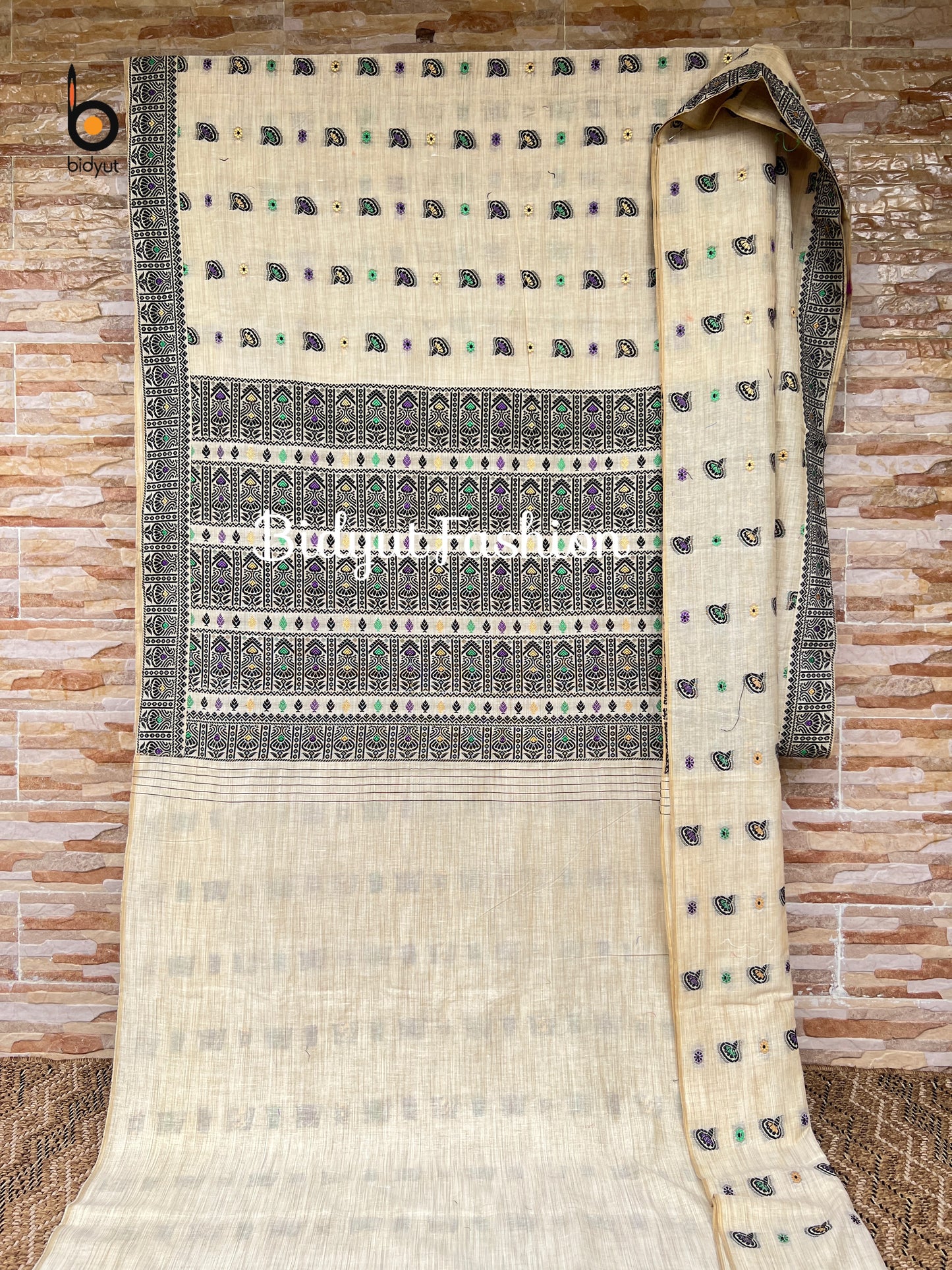 Handlooms of Assam Cotton Saree Beige color