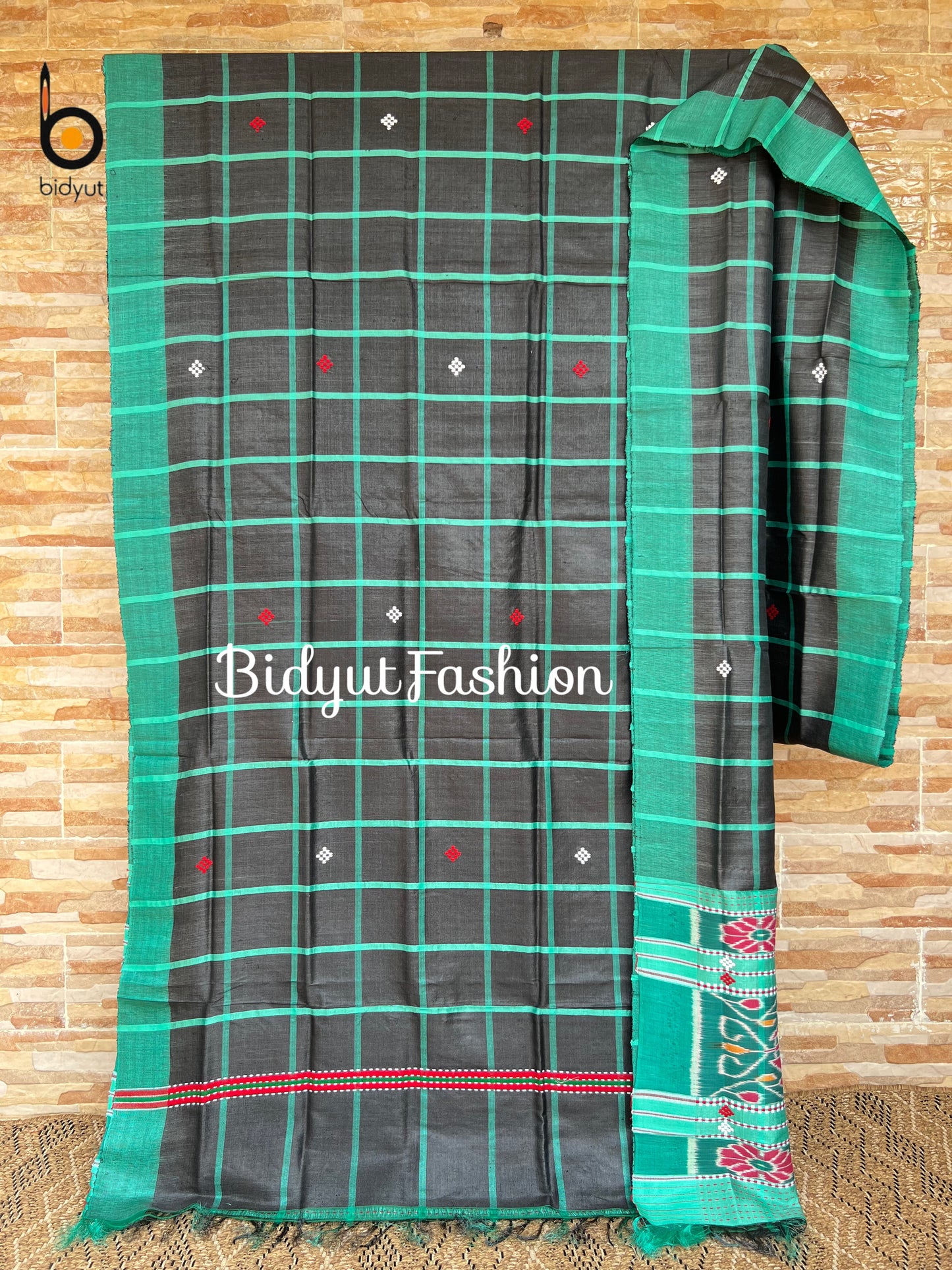 Odisha handloom Santhal Tribal Tussar Silk Saree Black color