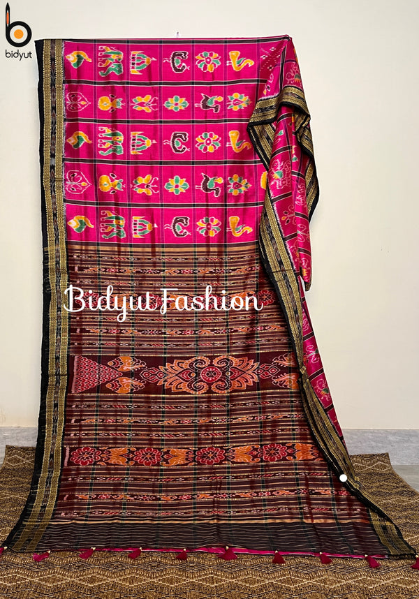 Odisha Handloom|Nuapatna|Khandua|Sambalpuri Nabakothi Ikat Silk Saree
