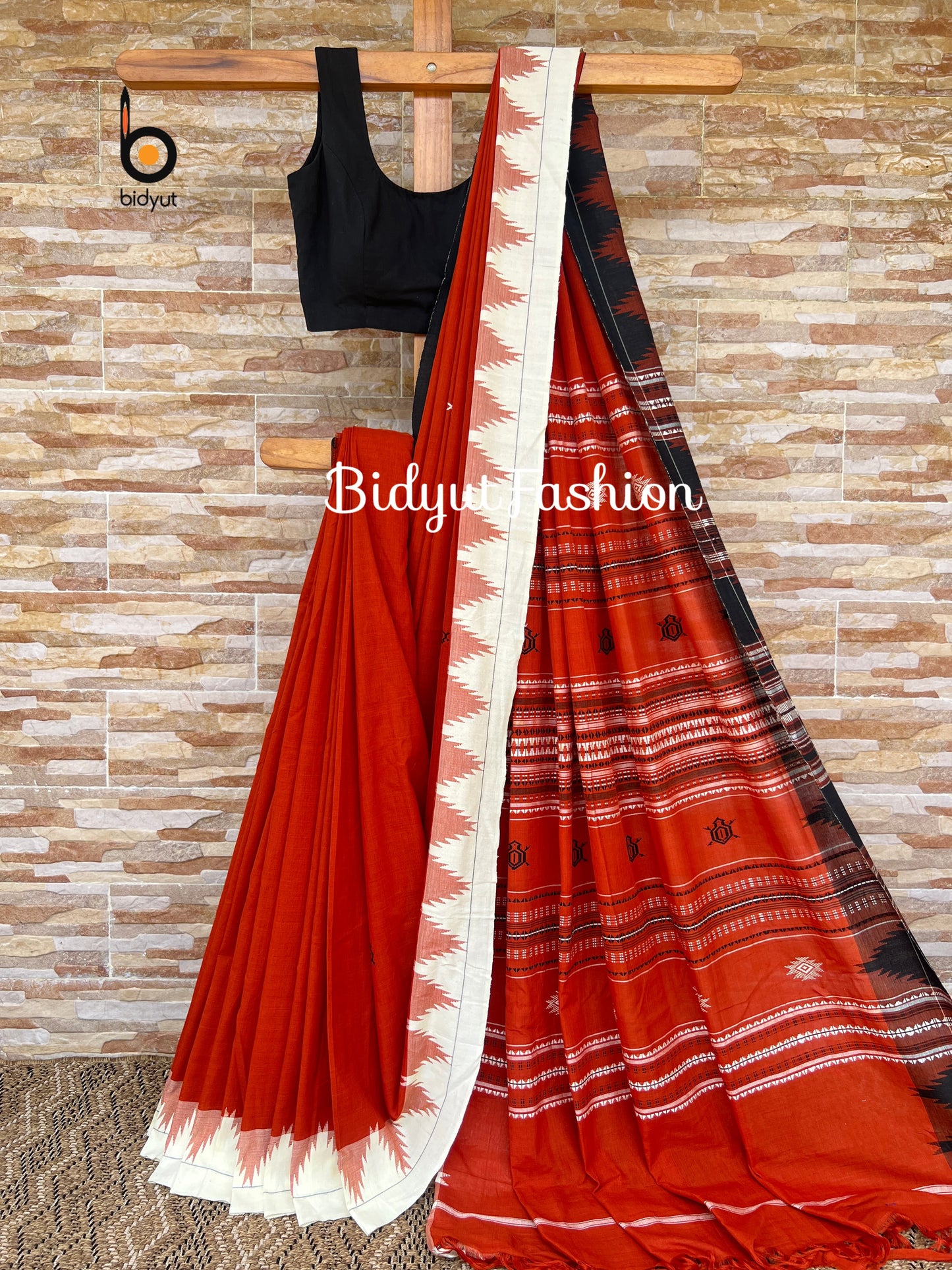 Handlooms of Odisha Kotpad Tribal Cotton Saree in Orange Color