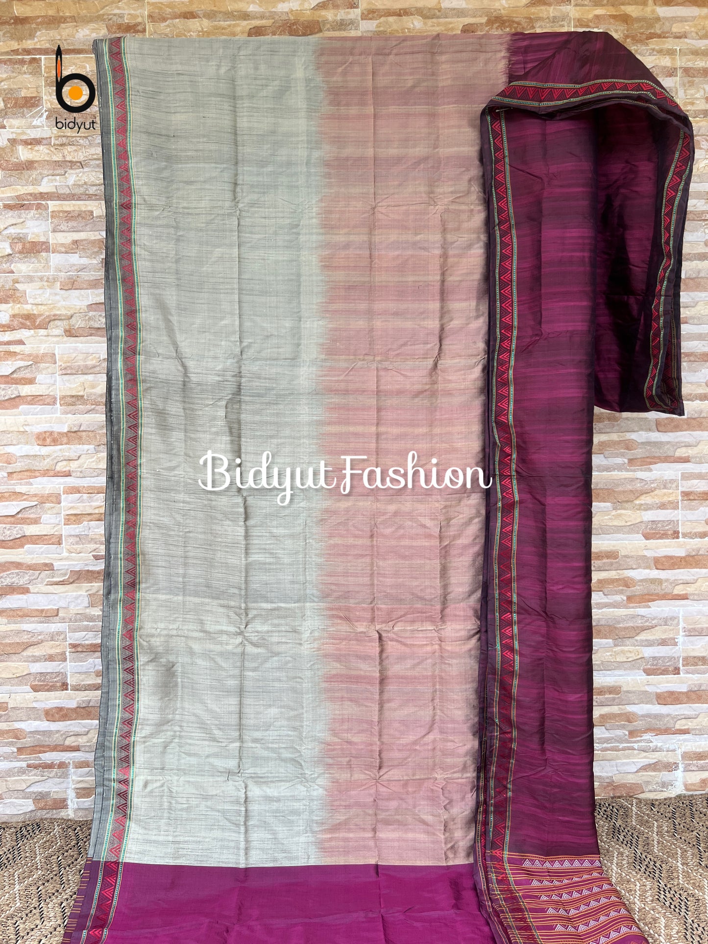 Odisha handloom| Dongria design| Nuapatna Ikat Silk Saree Beige Burgundy dual shade