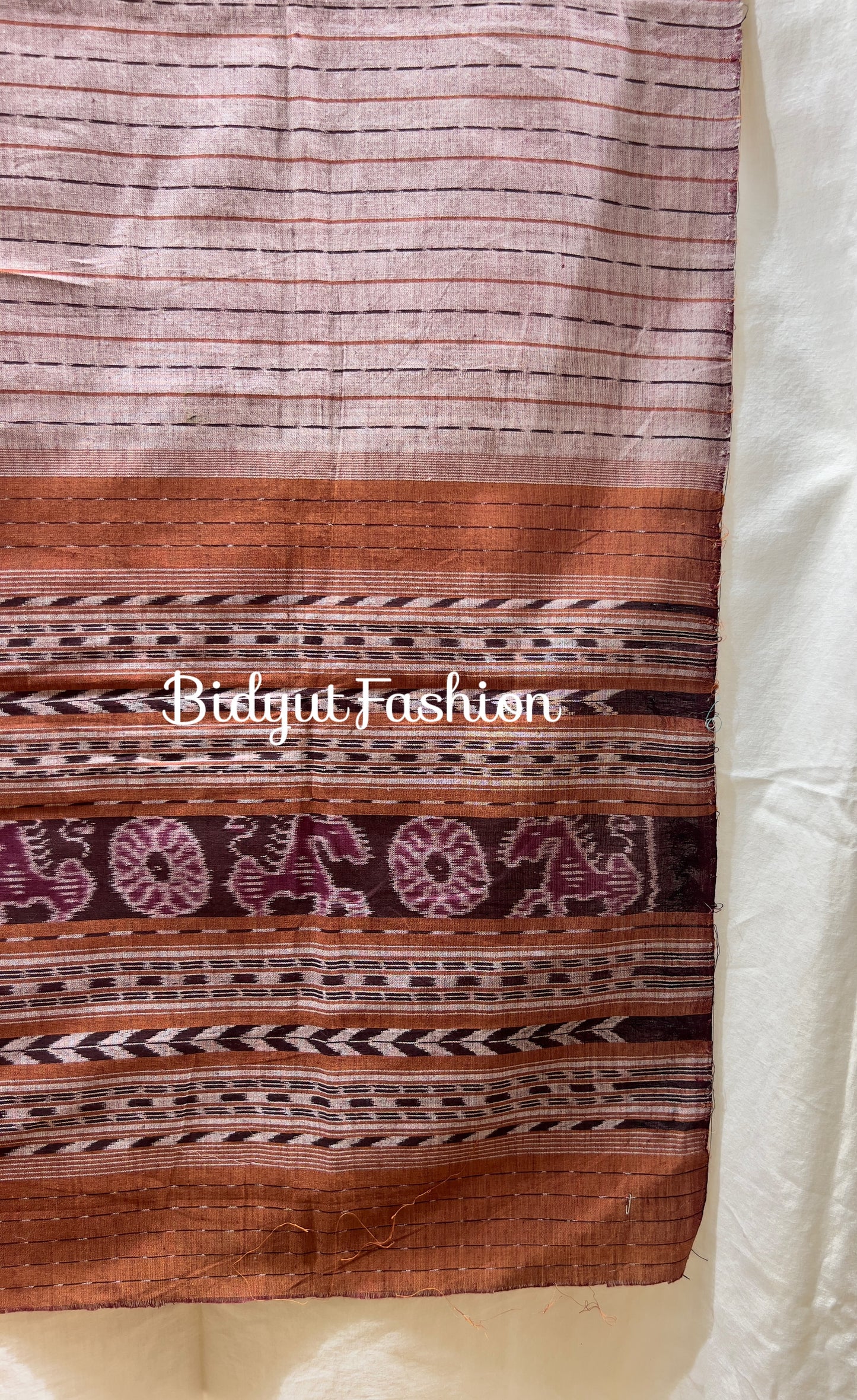 Handlooms of Odisha Sambalpuri Ikat Cotton Dupatta Brown Color