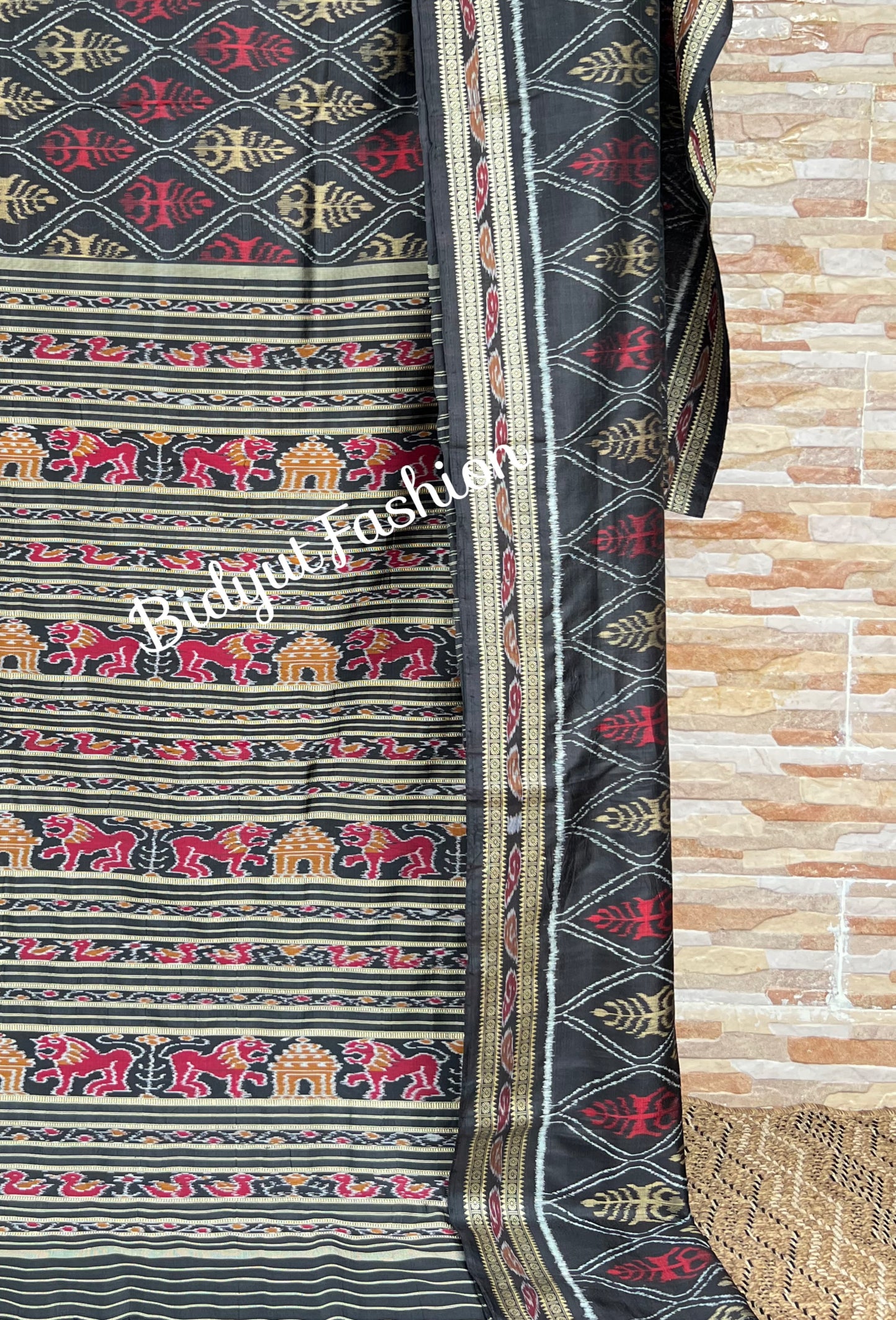 Handlooms of Odisha Nuapatna Ikat Silk Saree Black Color