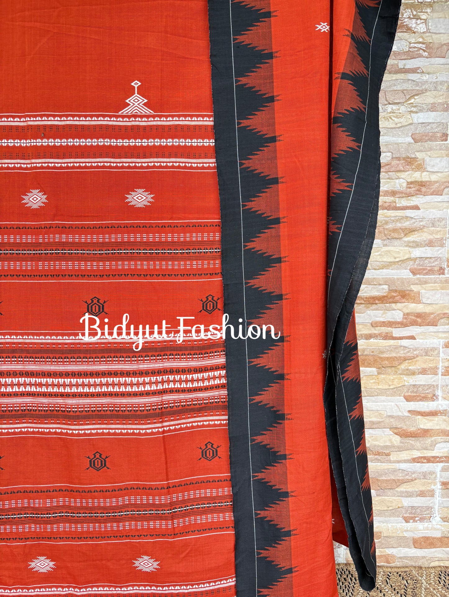 Handlooms of Odisha Kotpad Tribal Cotton Saree in Orange Color
