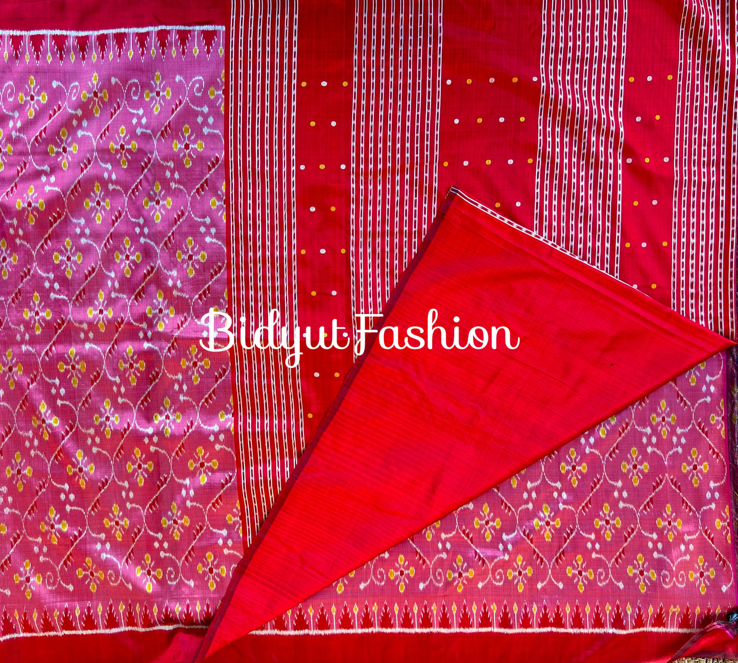Handlooms of Odisha Nuapatna Ikat Silk Saree Rose gold color
