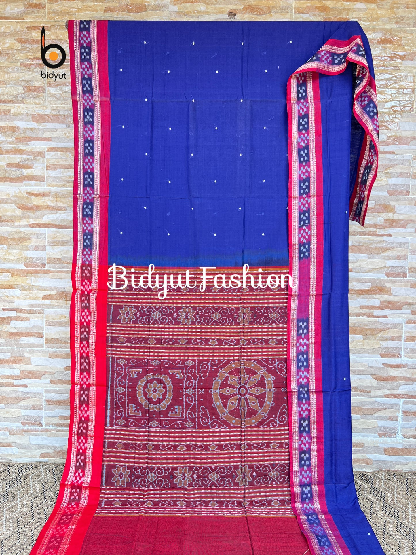 Handlooms of Odisha Sambalpuri Ikat Cotton Saree Blue Color