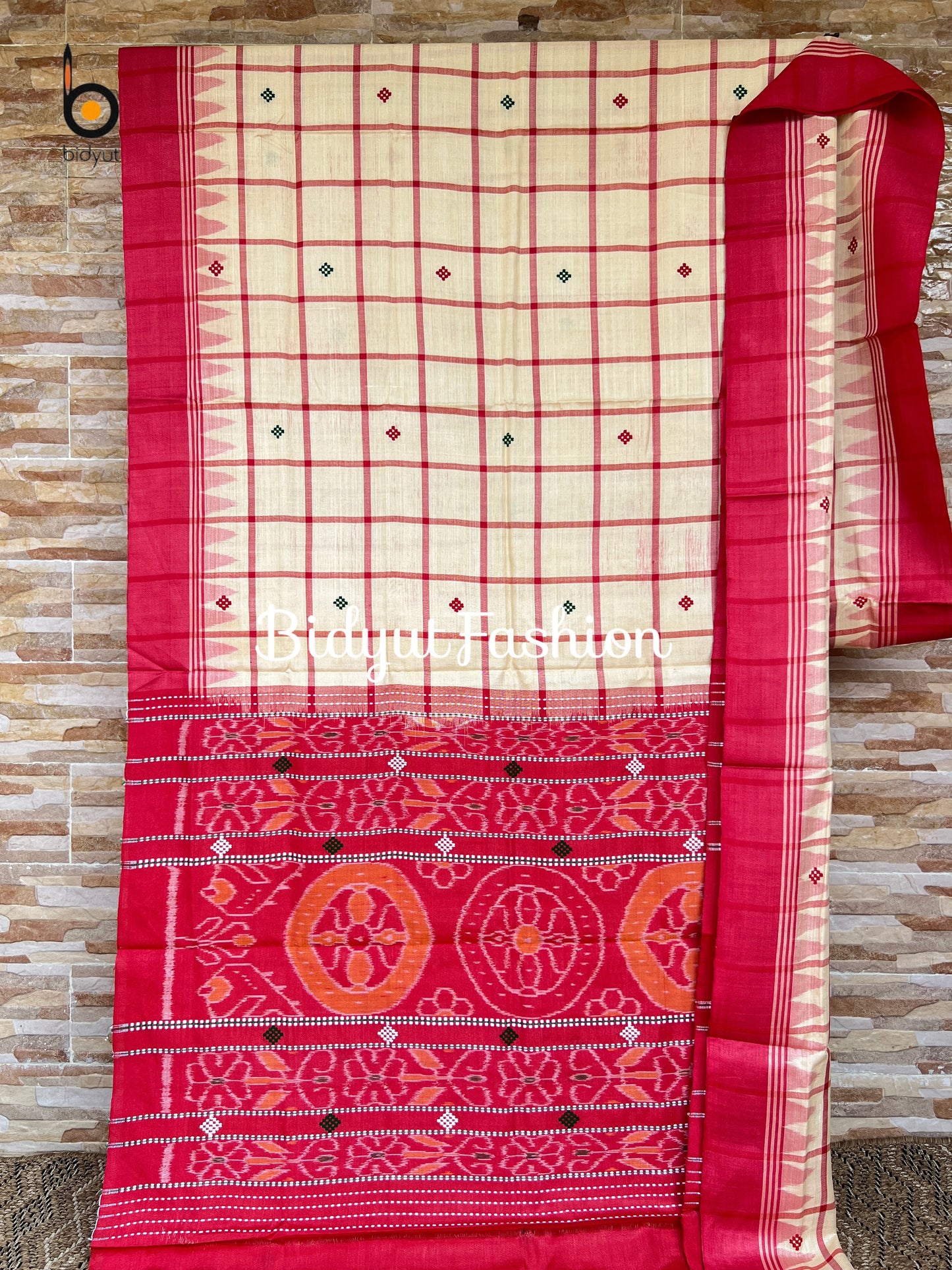 Handlooms of Odisha Santhal Tribal Tussar Silk Sarees Beige Color