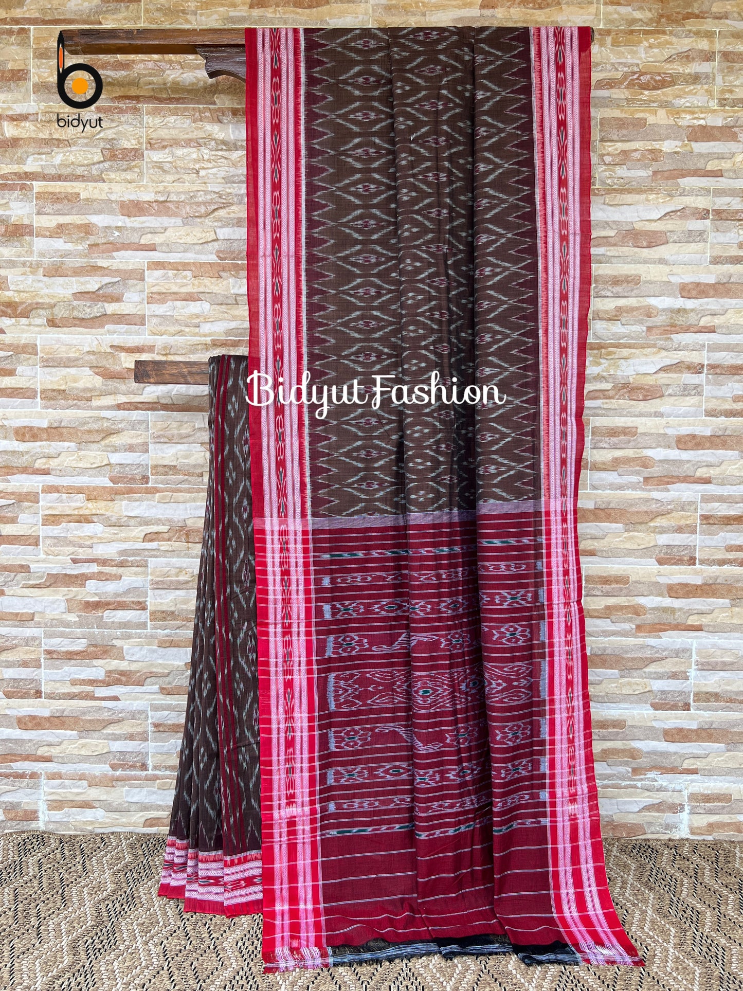 Handlooms of Odisha Maniabandha Nuapatna Ikat Cotton Saree Grey Color