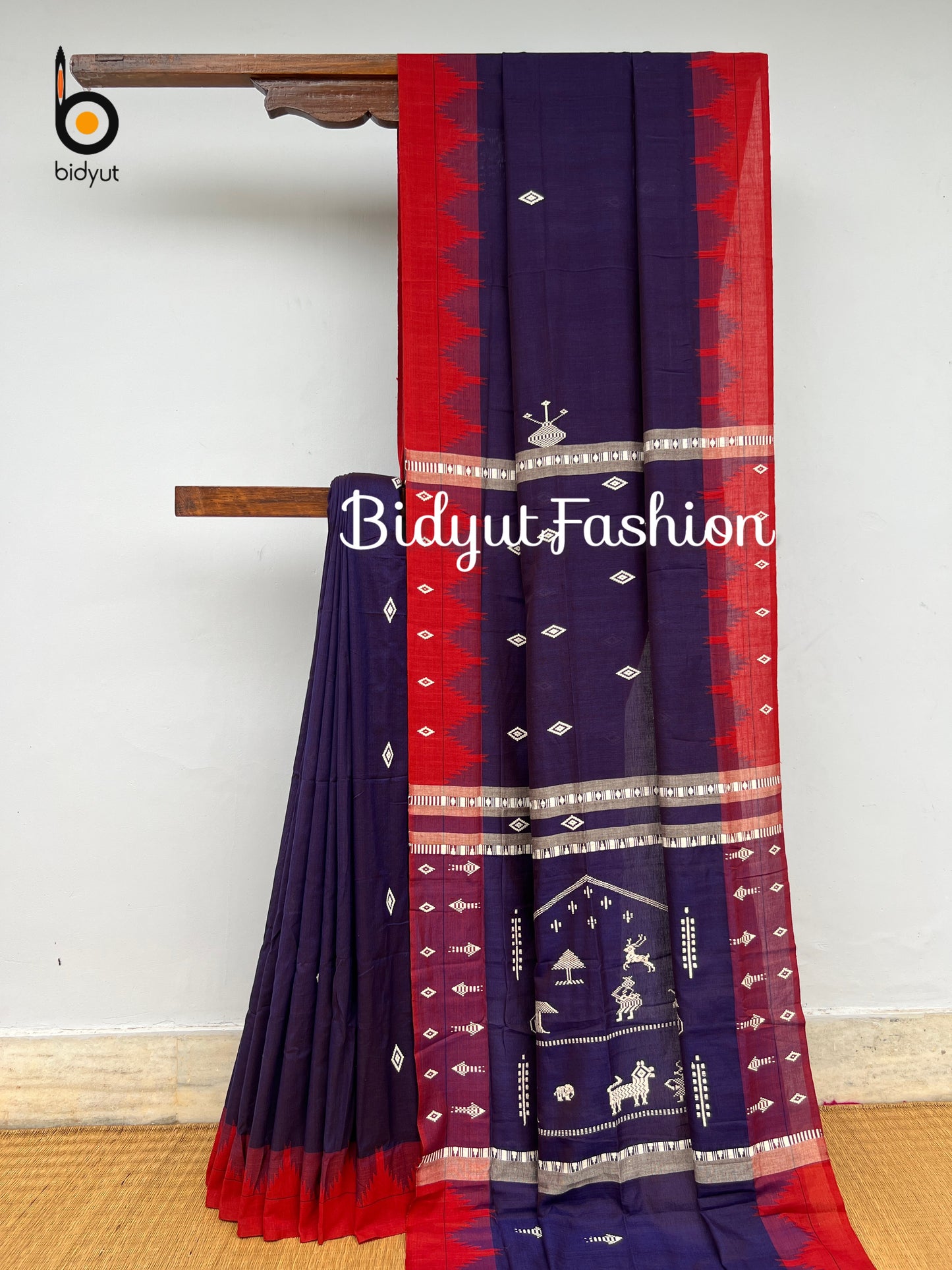 Handloom of Odisha Kotpad Tribal Cotton Saree in Indigo color
