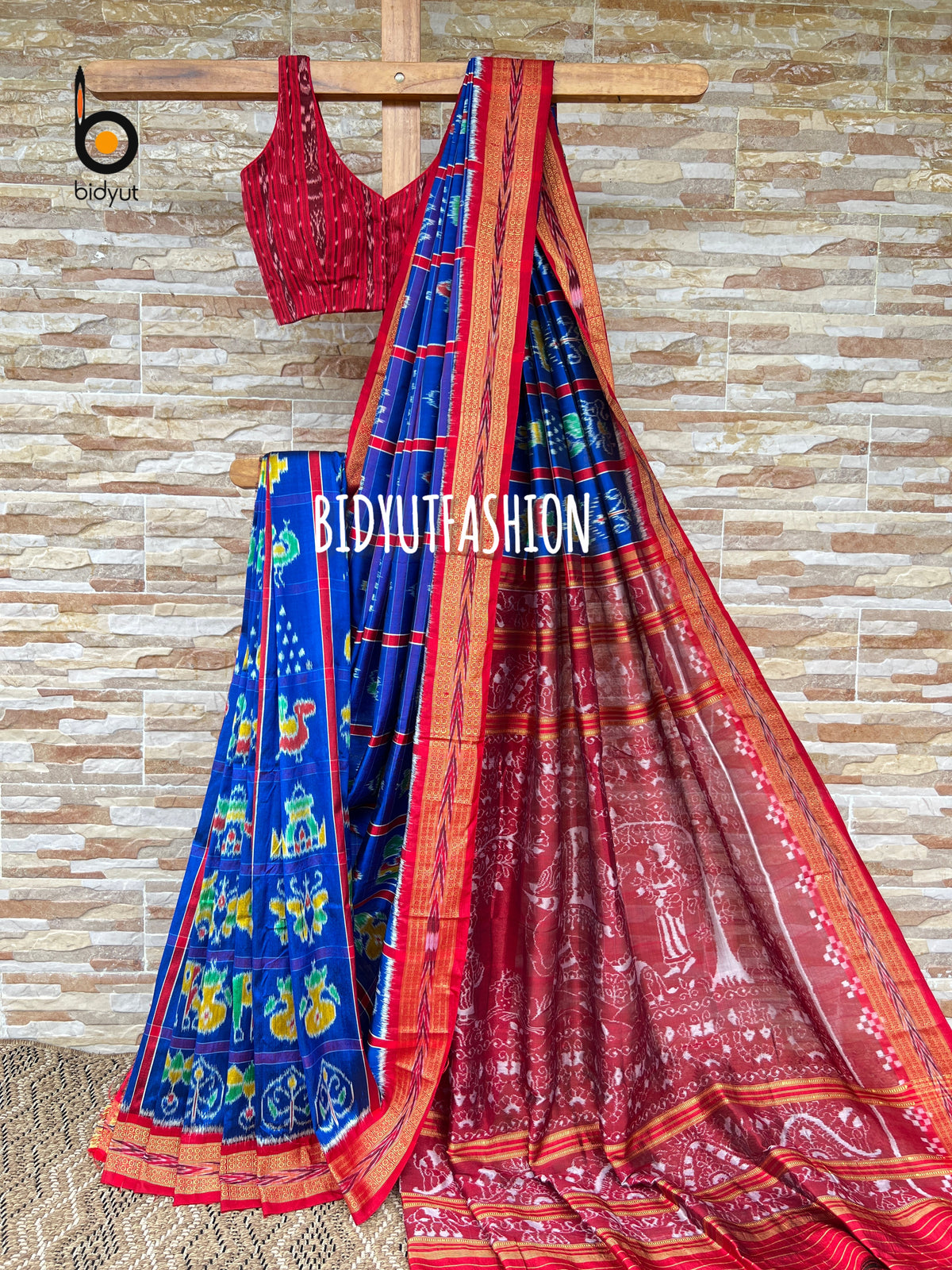 Blue Nabakothi Nuapatna Khandua Ikat Silk Saree Odisha Handloom