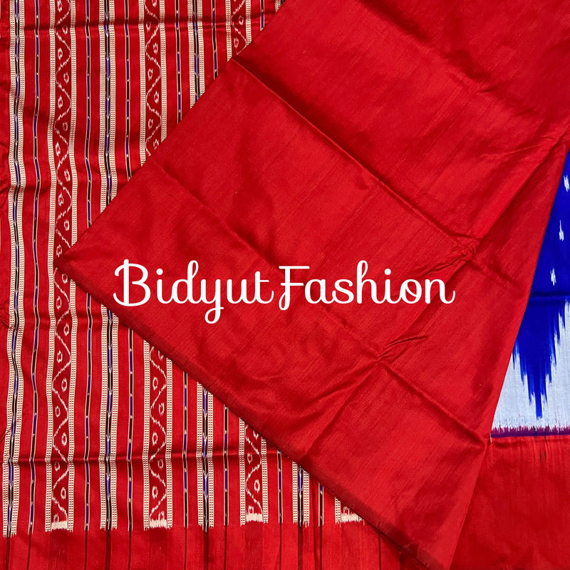 Exquisite blue Color Odisha Handloom Sambalpuri Ikat Silk Saree | Authentic Craftsmanship and Elegance | Bidyut Fashion House - Bidyut Fashion