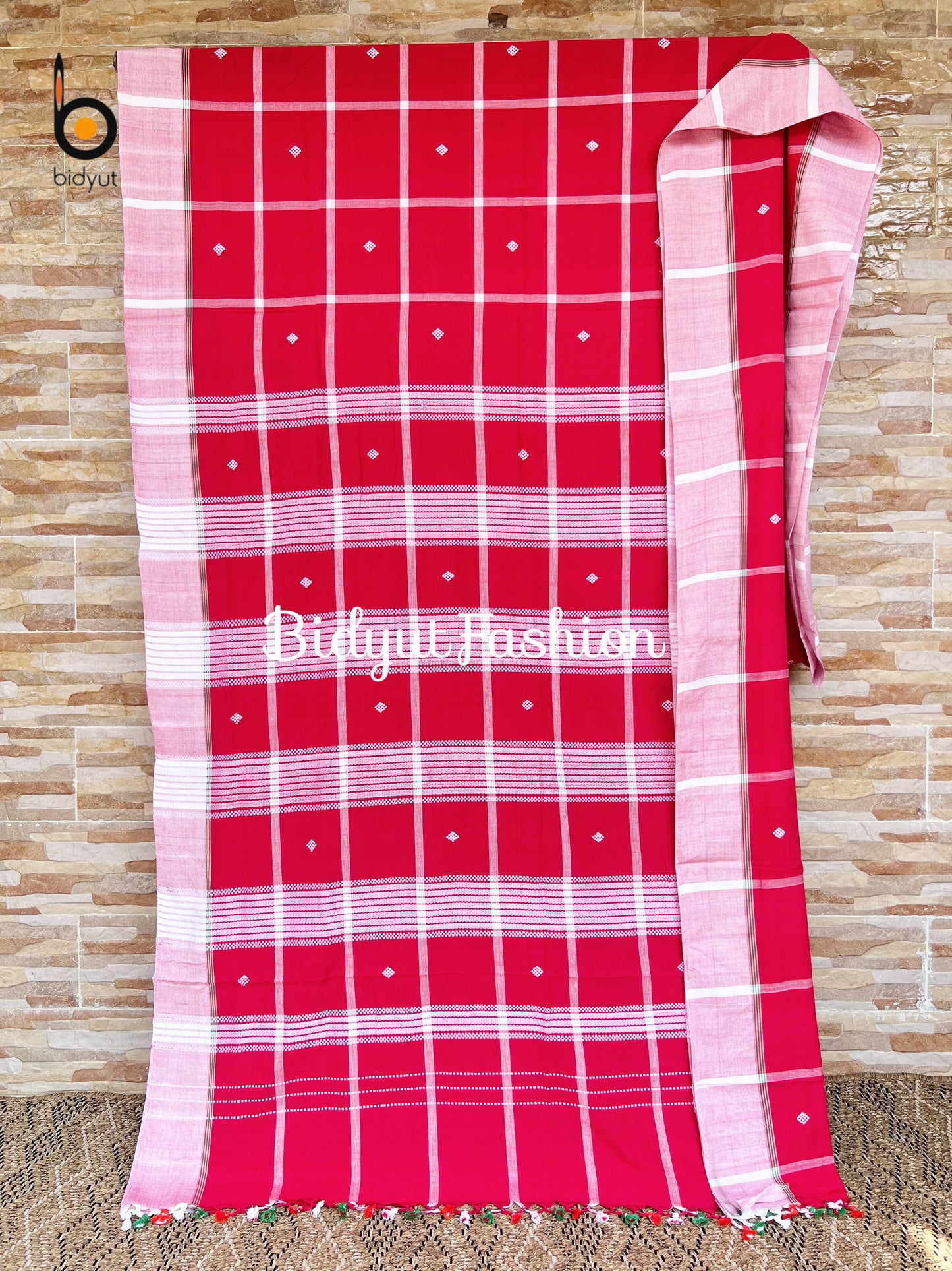 Handlooms of Odisha Santhal Tribal Cotton Sarees Red color
