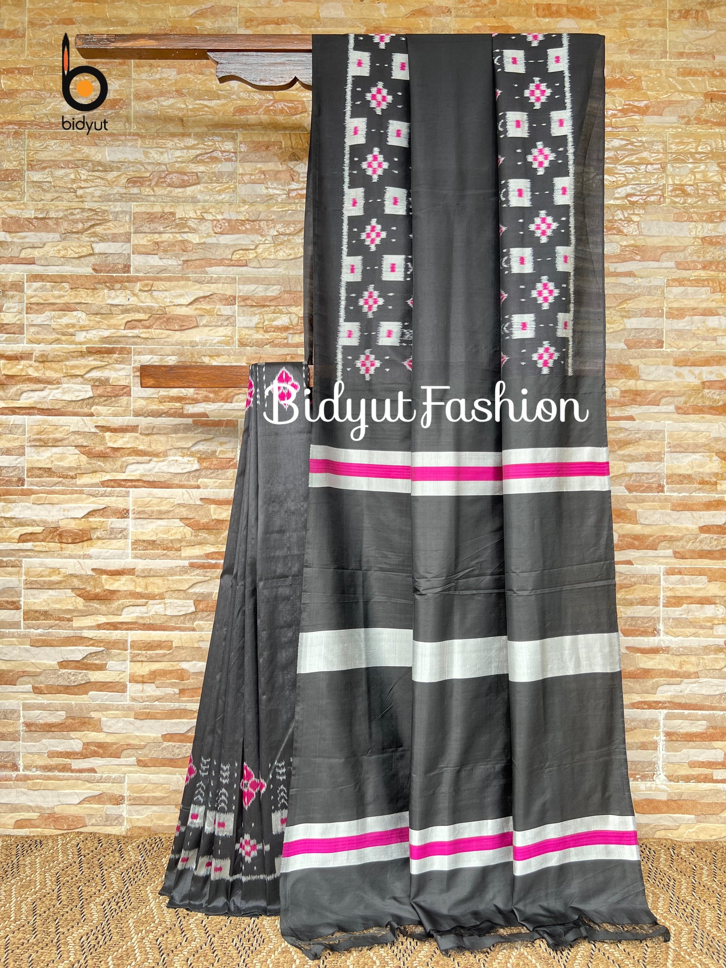 Handlooms of Odisha Nuapatna Ikat Silk Saree  exclusive Ikat design Black Color
