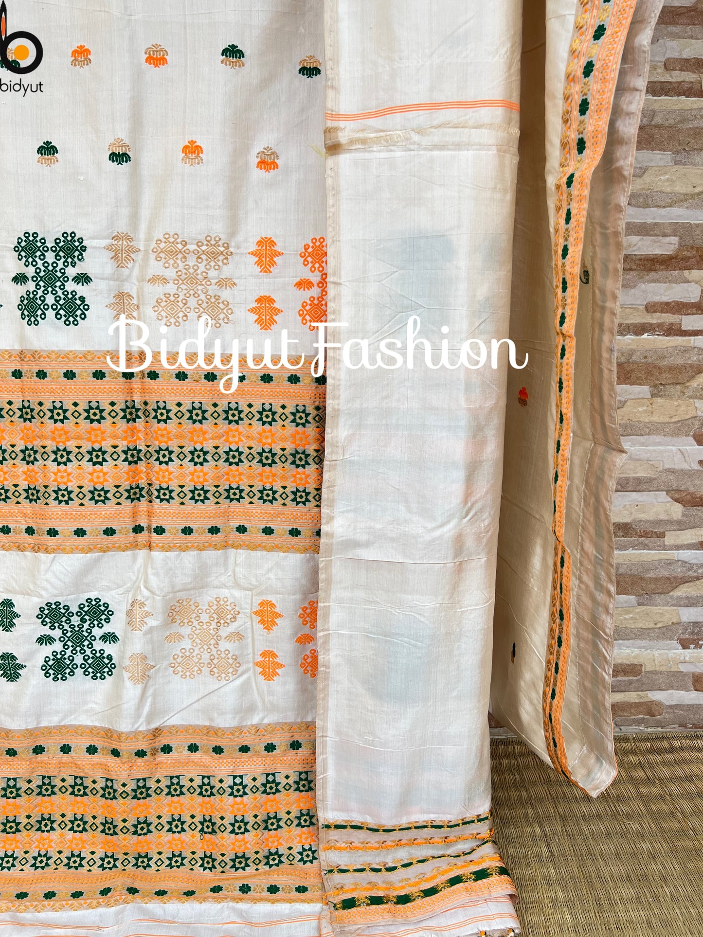Handlooms of Assam Paat Silk Saree - Natural Muga color