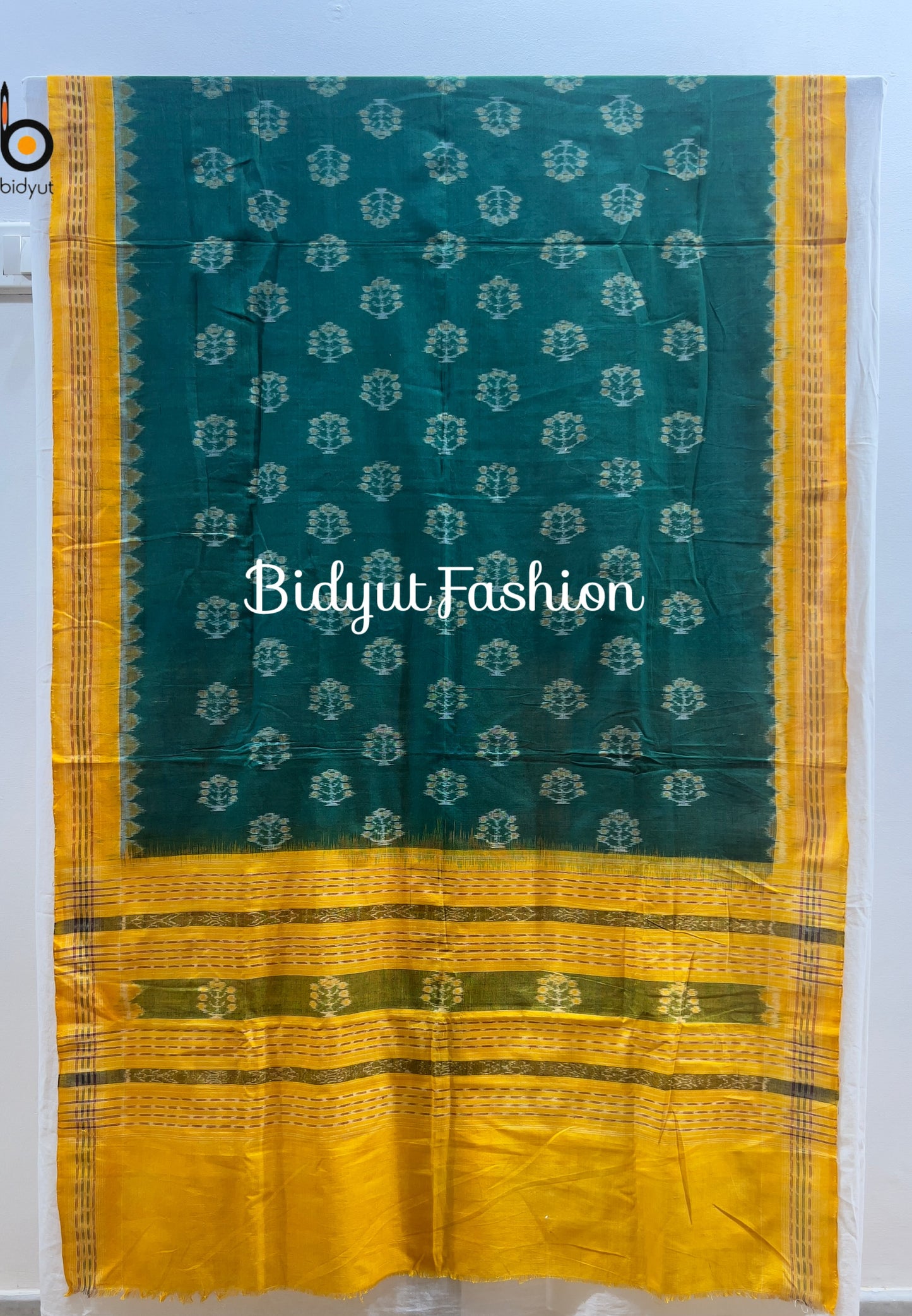 Handlooms of Odisha Sambalpuri Ikat Cotton Dupatta Green Color