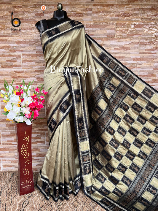 Handlooms of Odisha Putli Bomkai Silk Saree Beige color