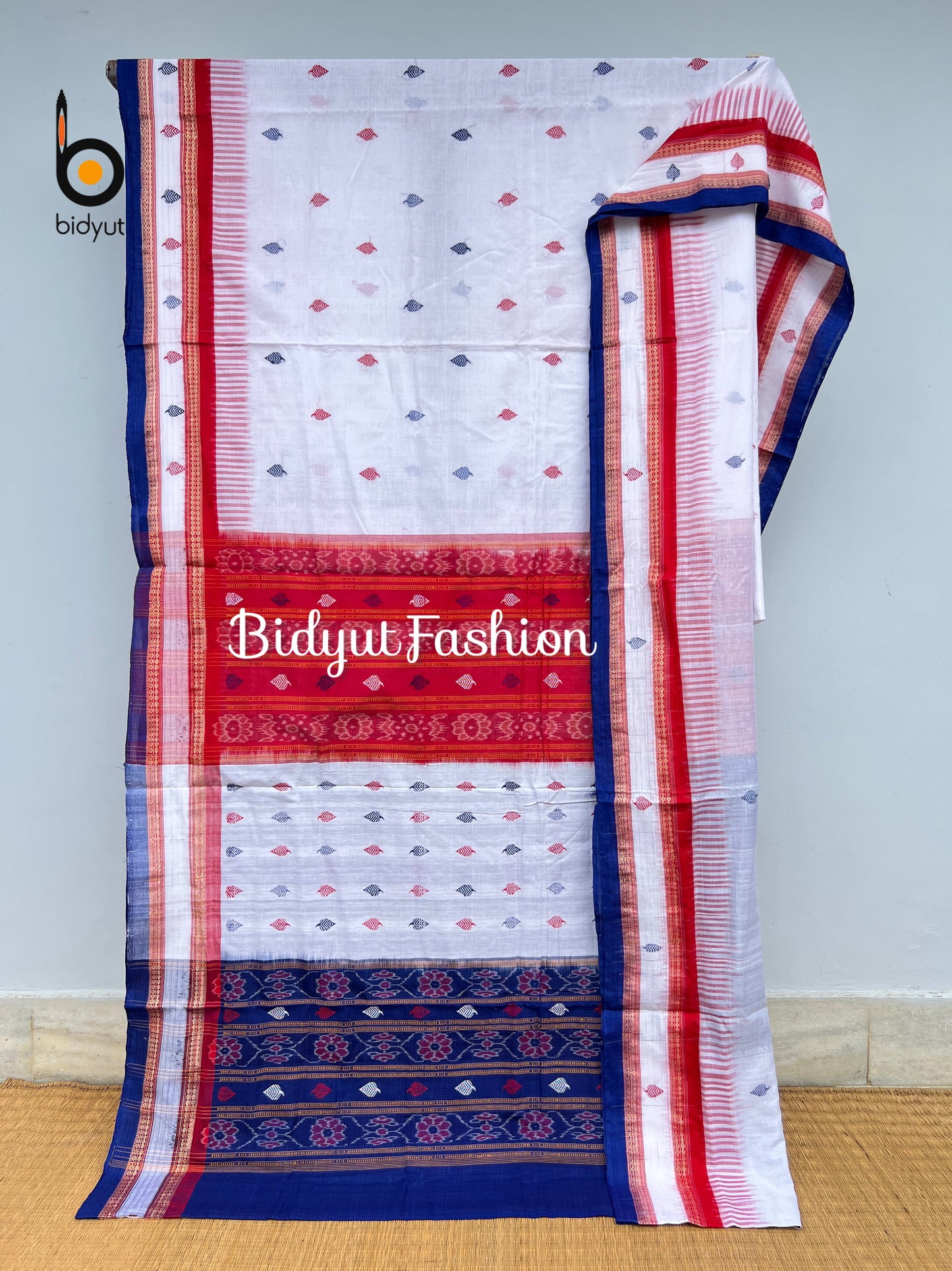 Odisha handloom Bomkai Cotton Saree white color