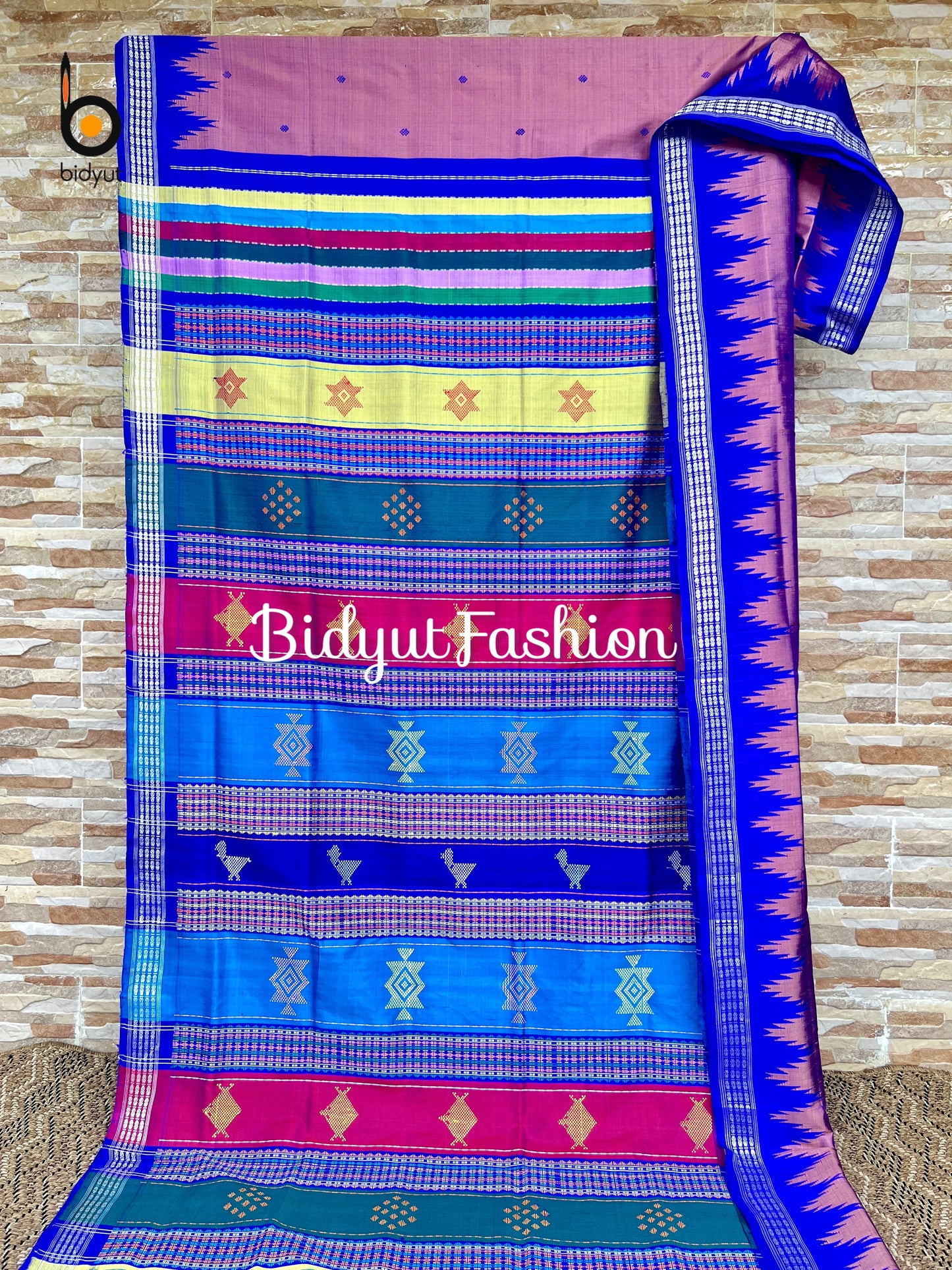 Handlooms of Odisha Berhampuri Double Palla Silk Saree Mauve pink color