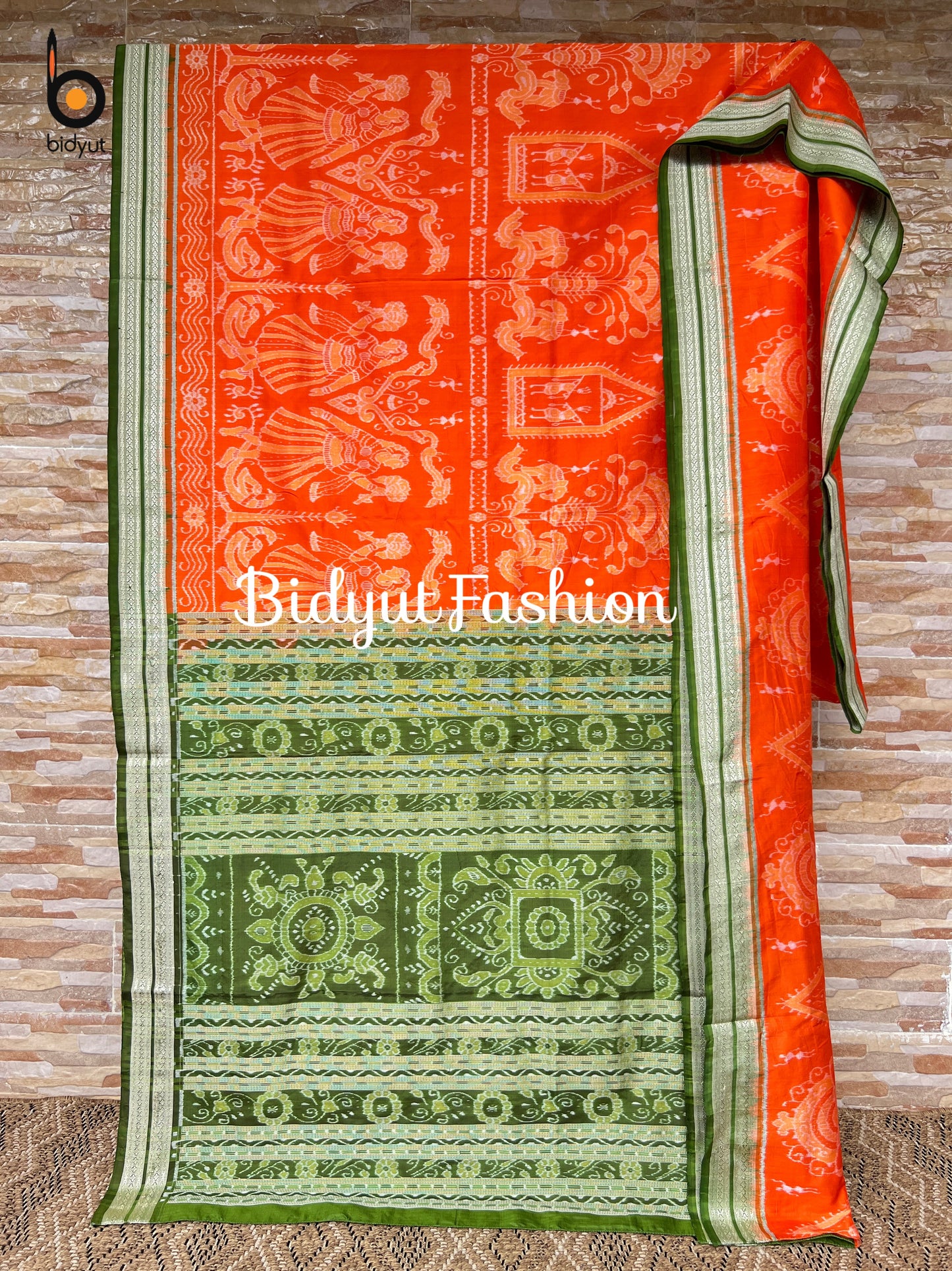 Handlooms of Odisha Sambalpuri exclusive Ikat Silk Saree Orange Color