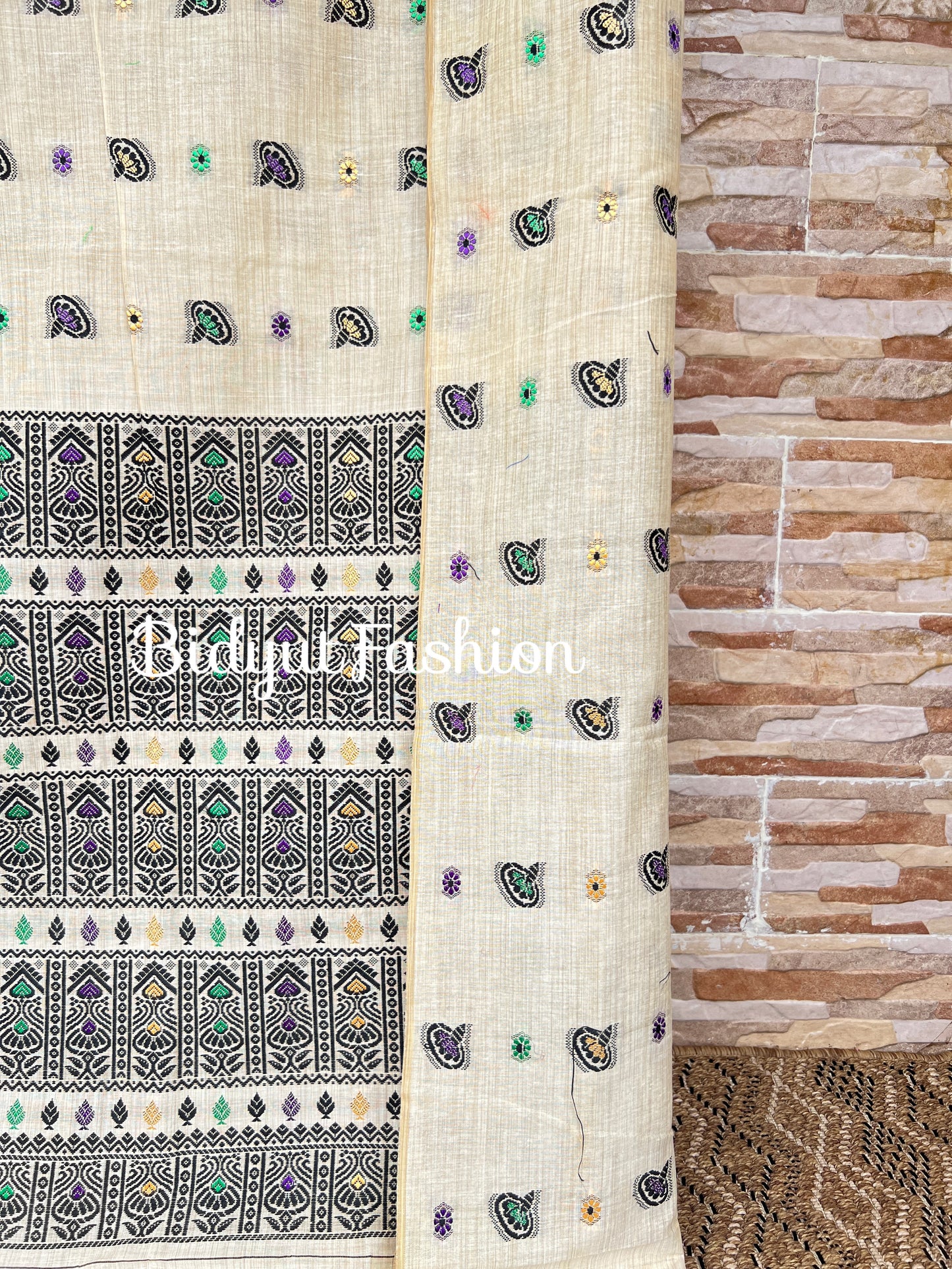 Handlooms of Assam Cotton Saree Beige color