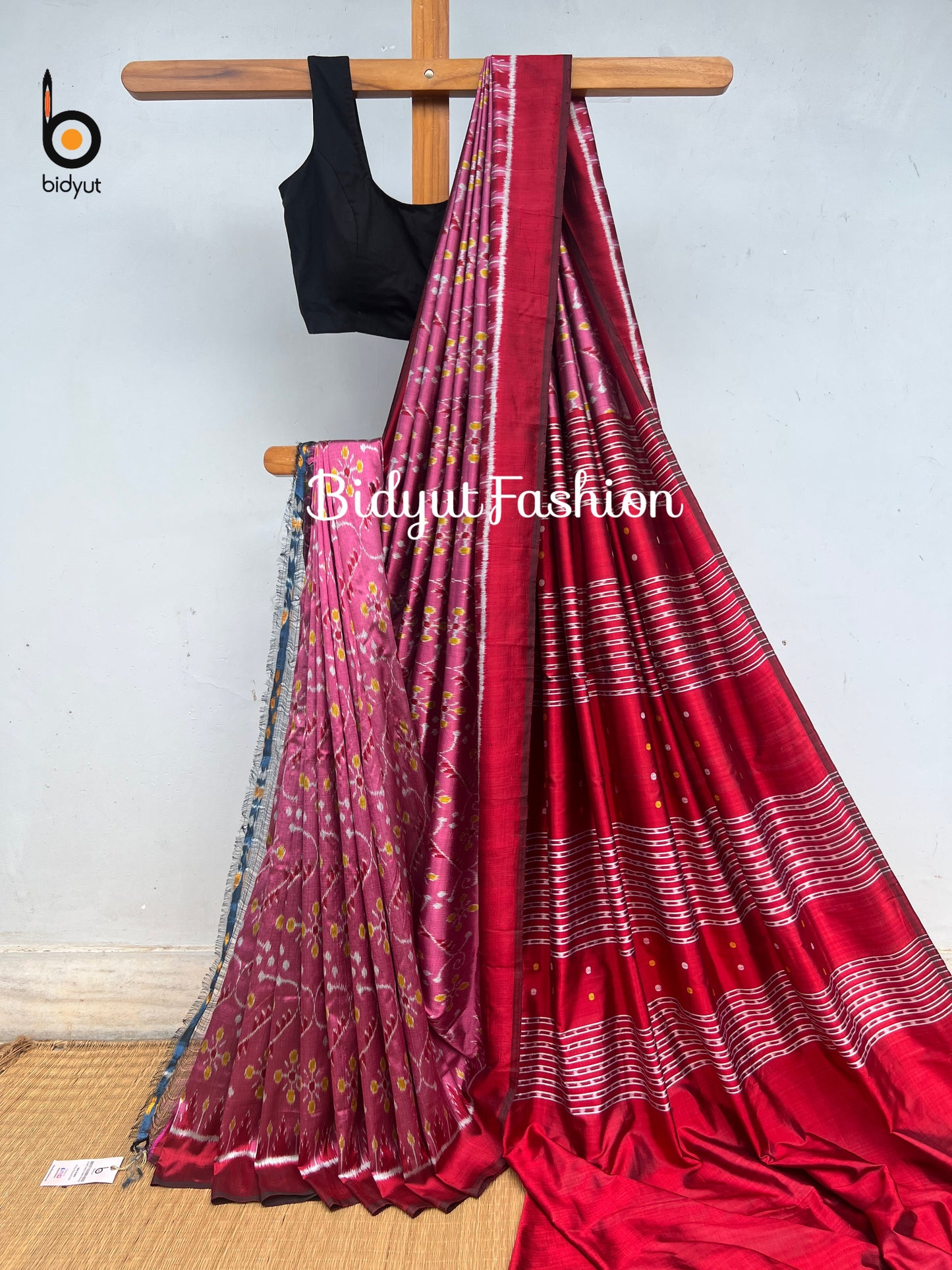 Handlooms of Odisha Nuapatna Ikat Silk Saree Rose gold color