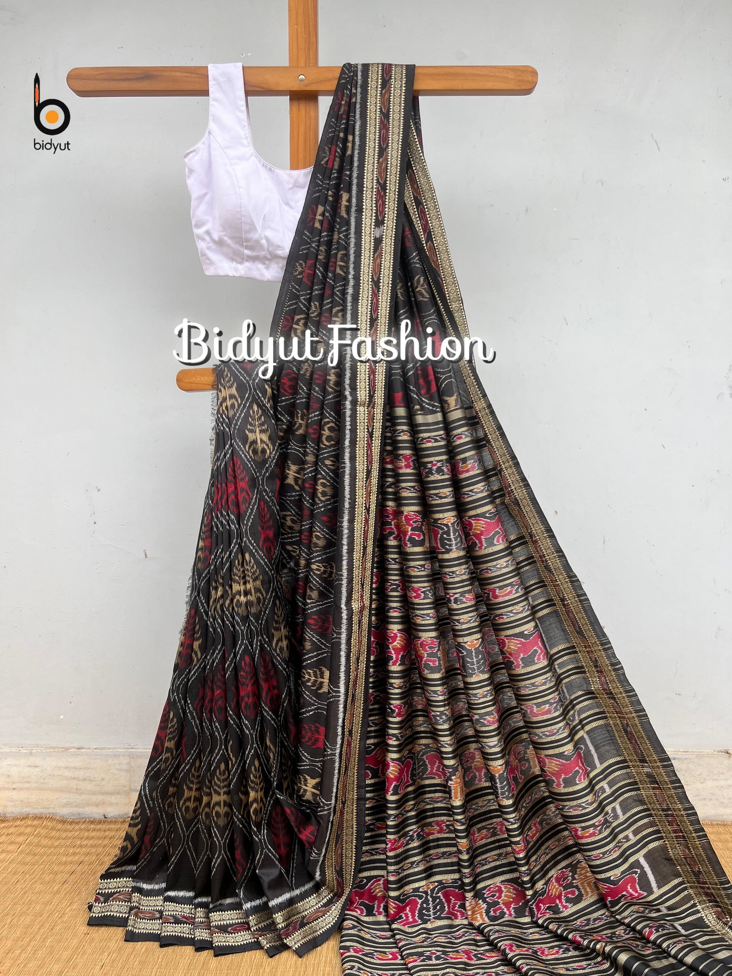 Handlooms of Odisha Nuapatna Ikat Silk Saree Black Color