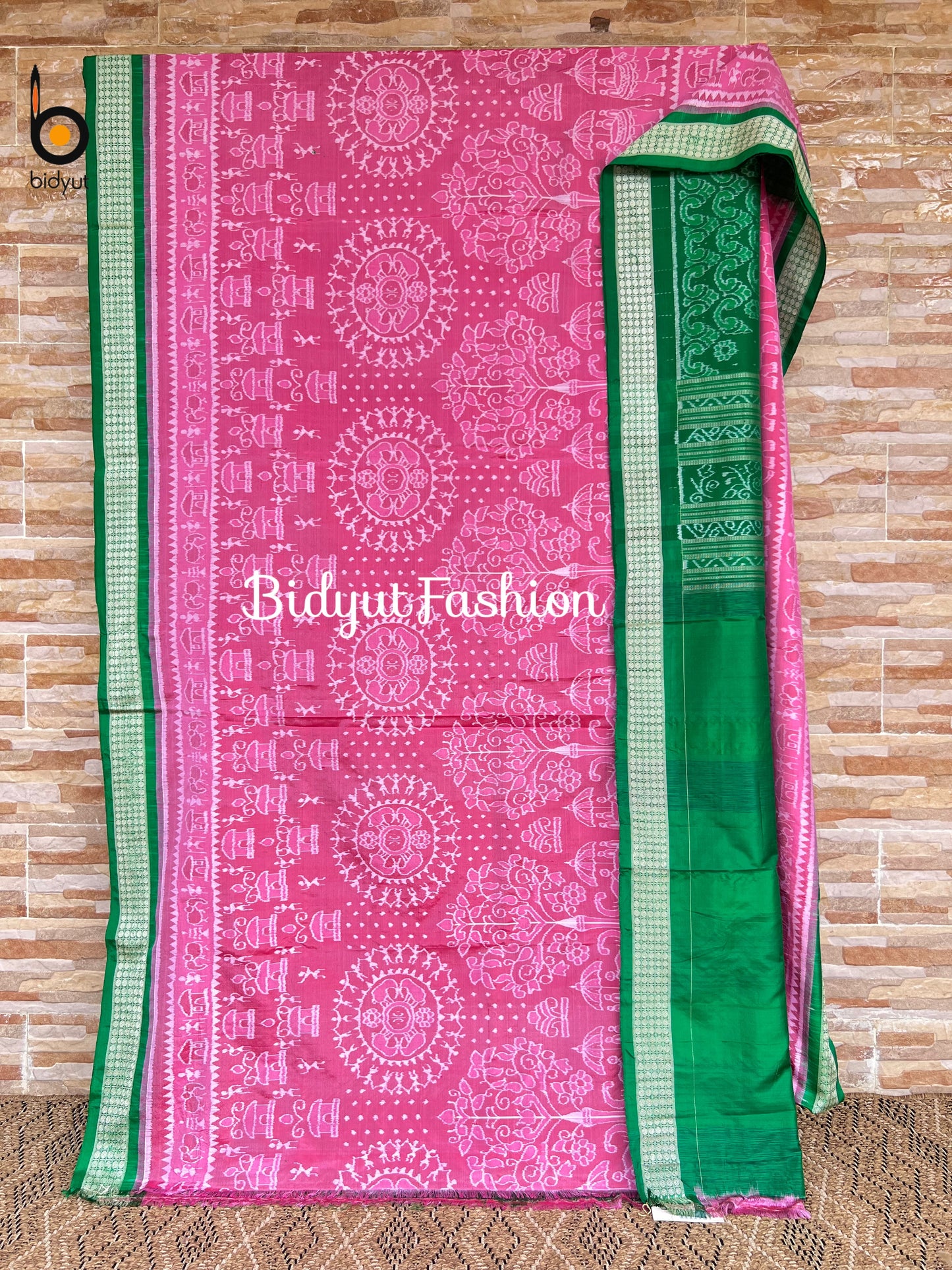 Handlooms of Odisha Sambalpuri Ikat Silk Saree Pink color