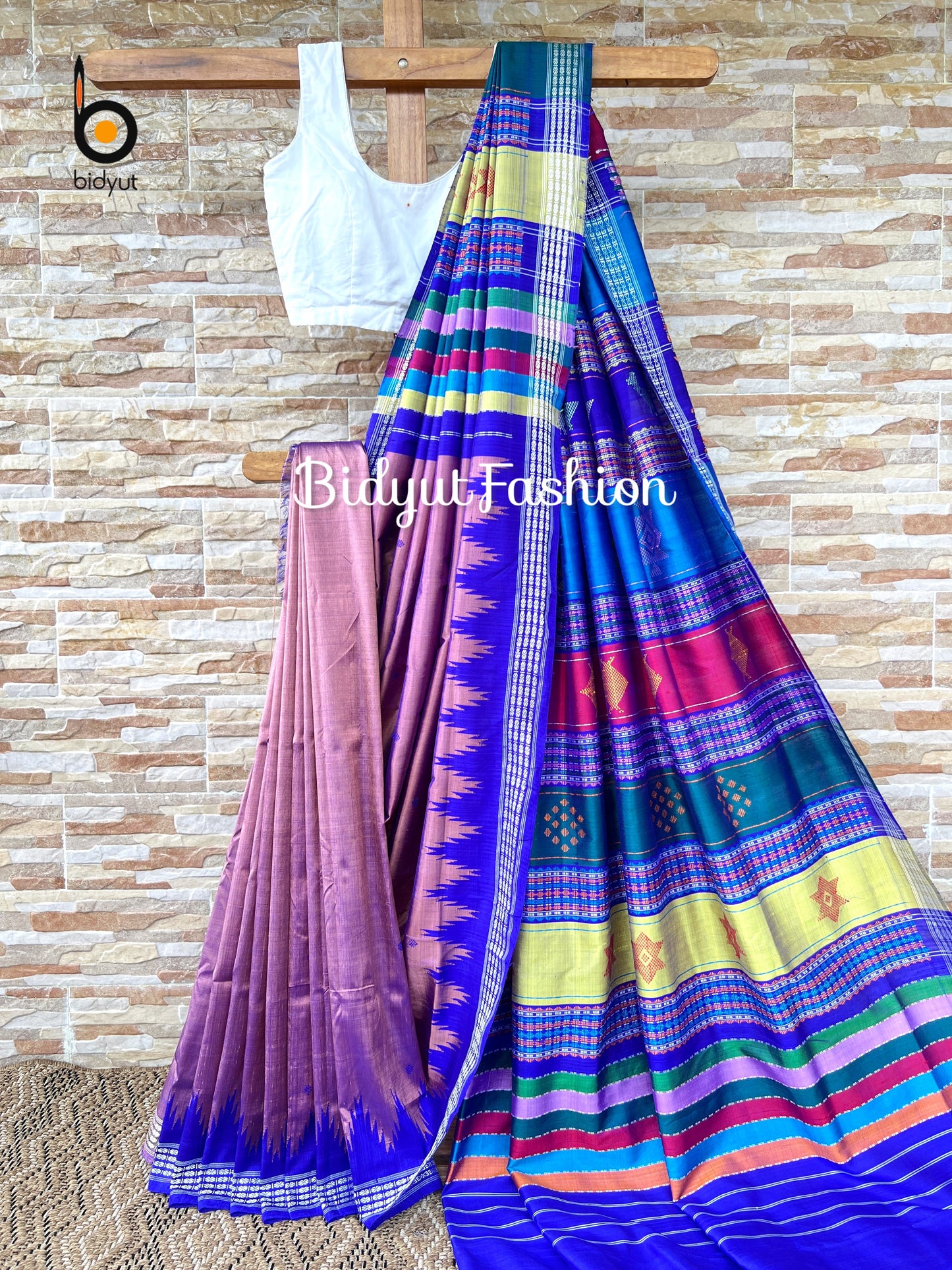 Handlooms of Odisha Berhampuri Double Palla Silk Saree Mauve pink color