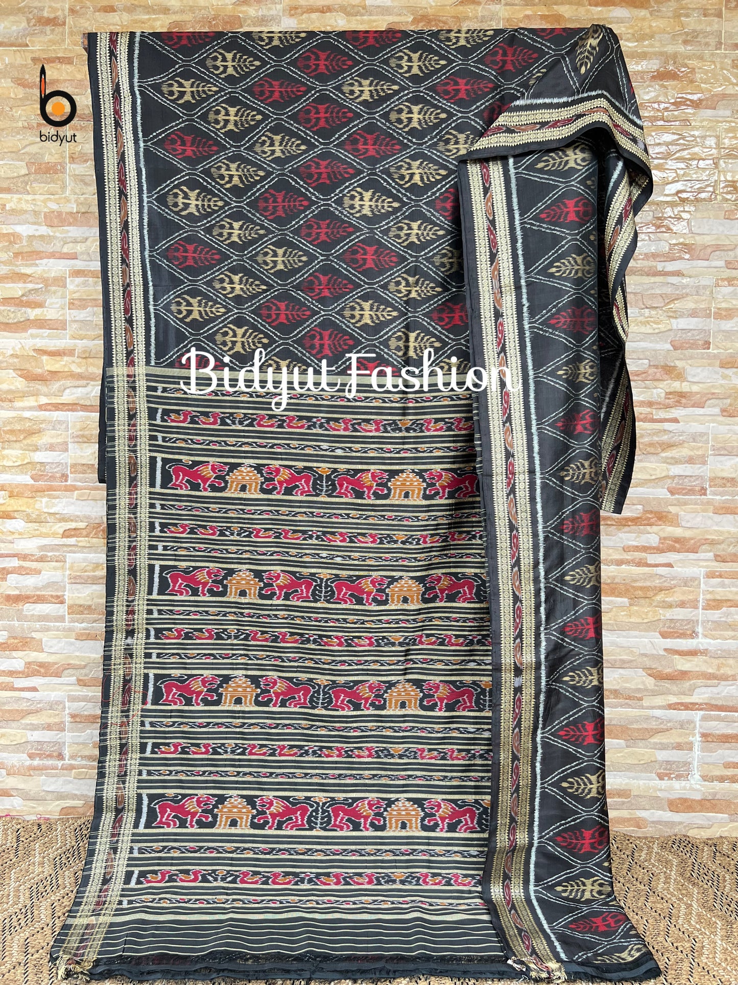 Handlooms of Odisha Nuapatna Ikat Silk Saree Black Color