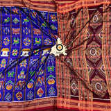 Odisha handloom Blue color Nabakothi Khandua Ikat Silk Saree