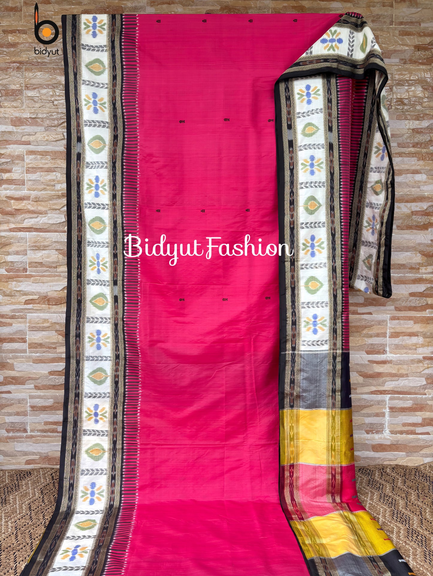 Handlooms of Odisha Nuapatna Ikat Silk Saree Pink color