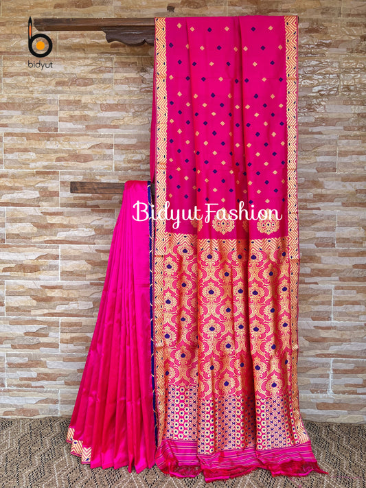 Handlooms of Assam Paat Silk Saree - Pink Color