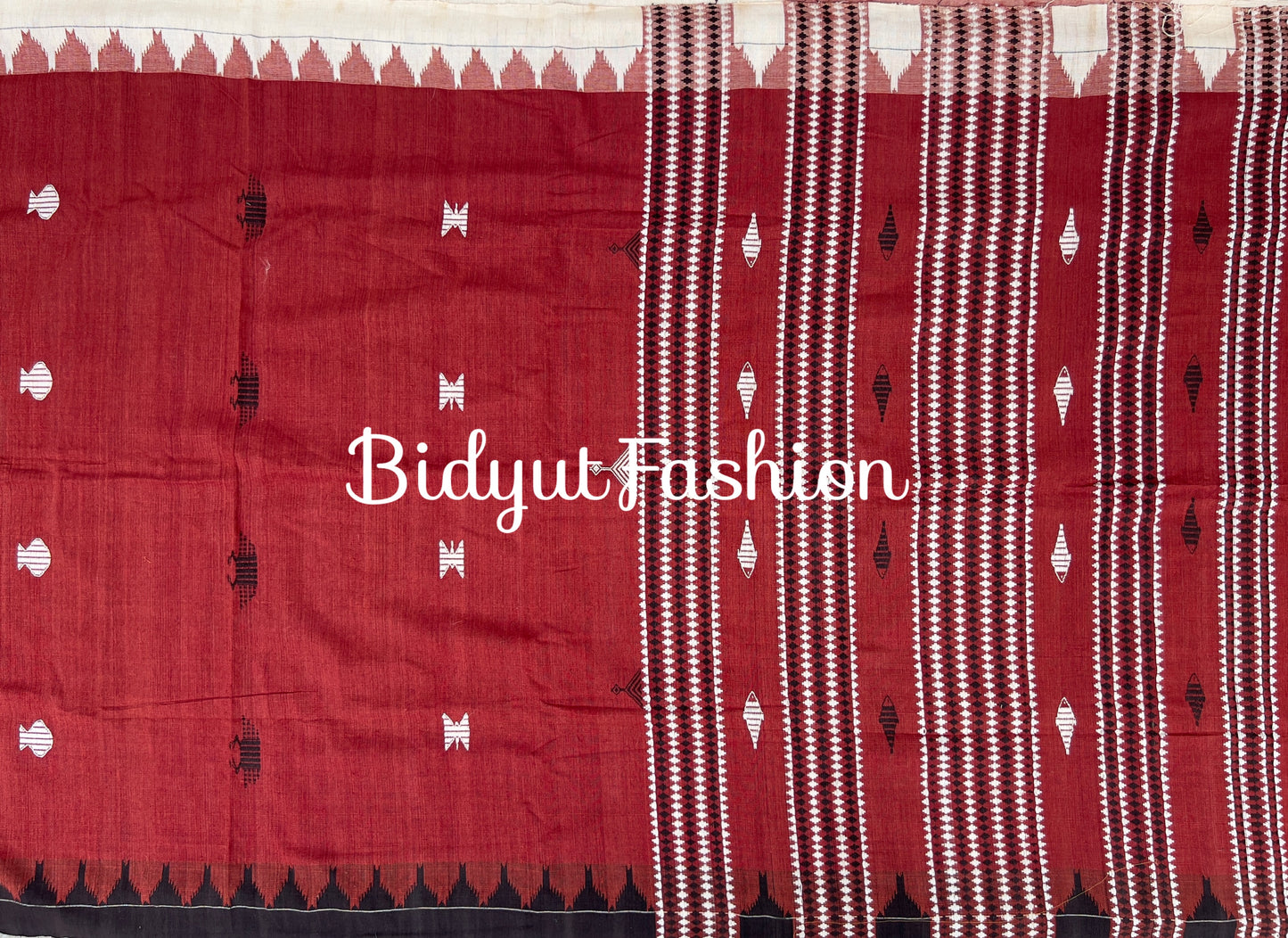 Handloom of Odisha Kotpad Tribal Cotton Saree in red color