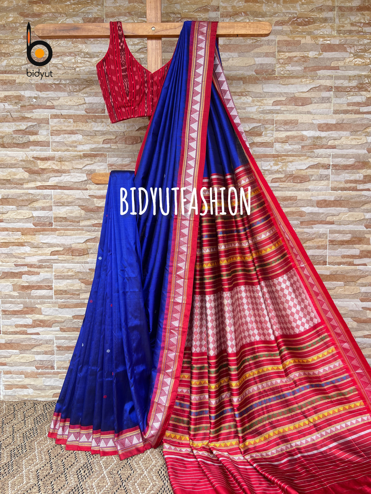 Odisha handloom| Dongria design| Nuapatna Extra weft Silk Saree Blue color