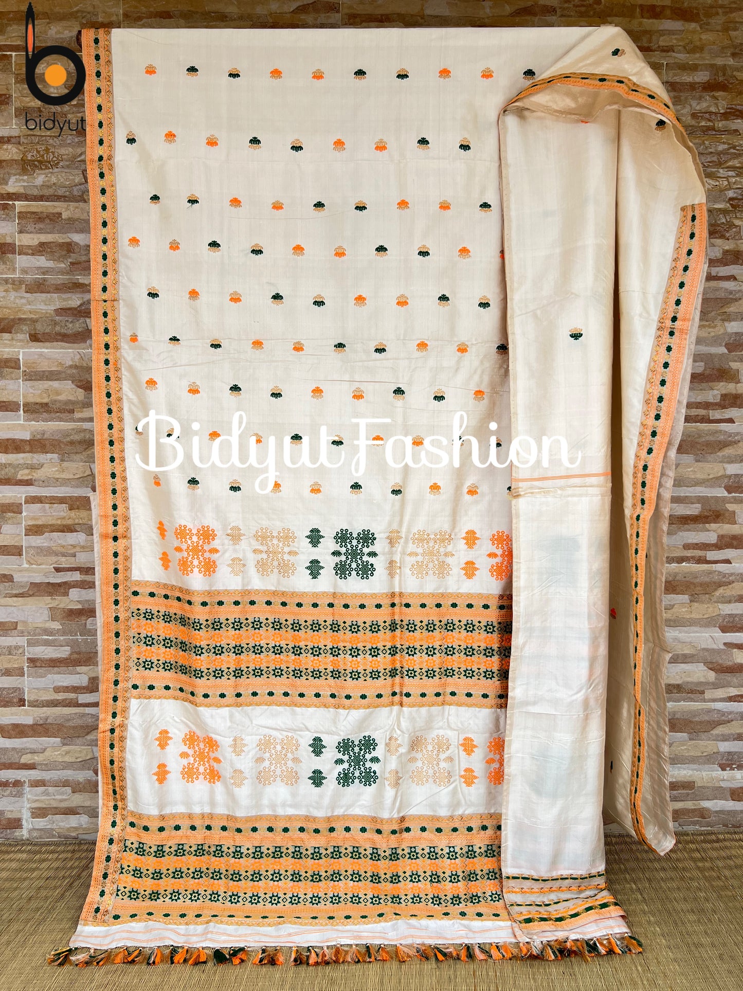 Handlooms of Assam Paat Silk Saree - Natural Muga color