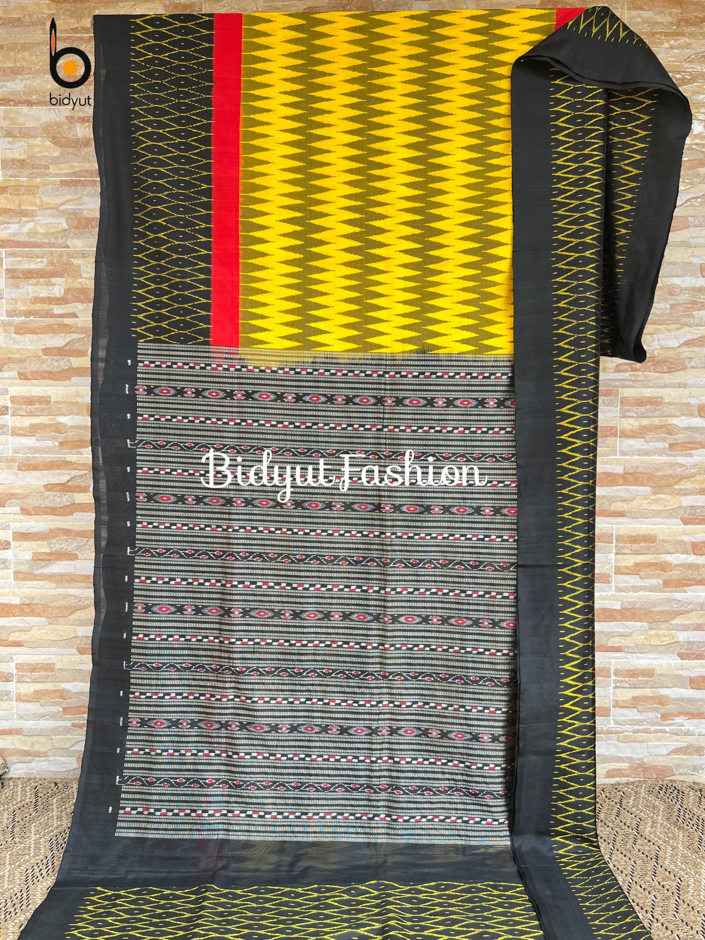Handlooms of Odisha Sambalpuri Ikat Silk Saree Yellow color