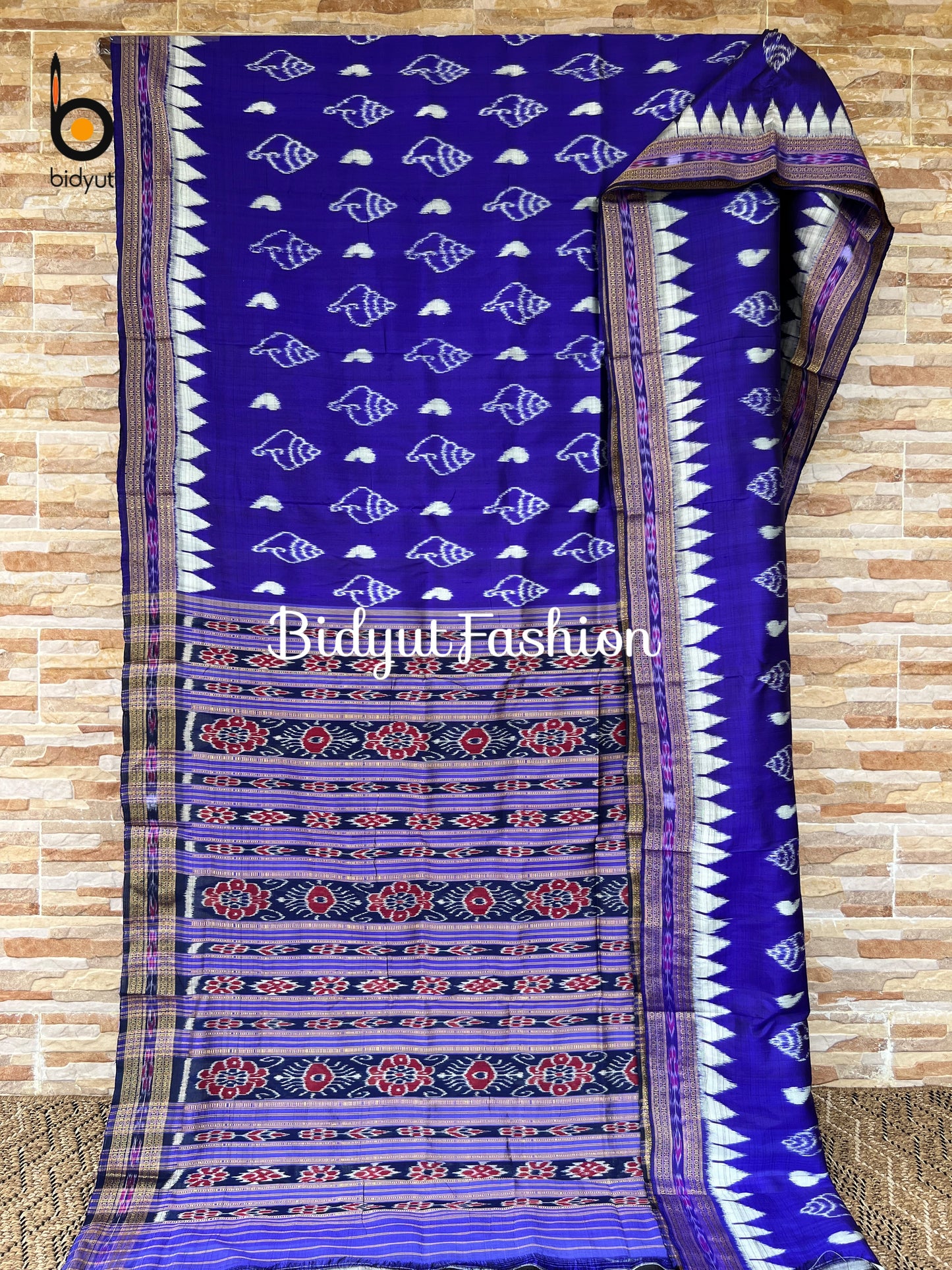 Handlooms of Odisha Nuapatna Khandua Ikat Silk Saree Blue Color