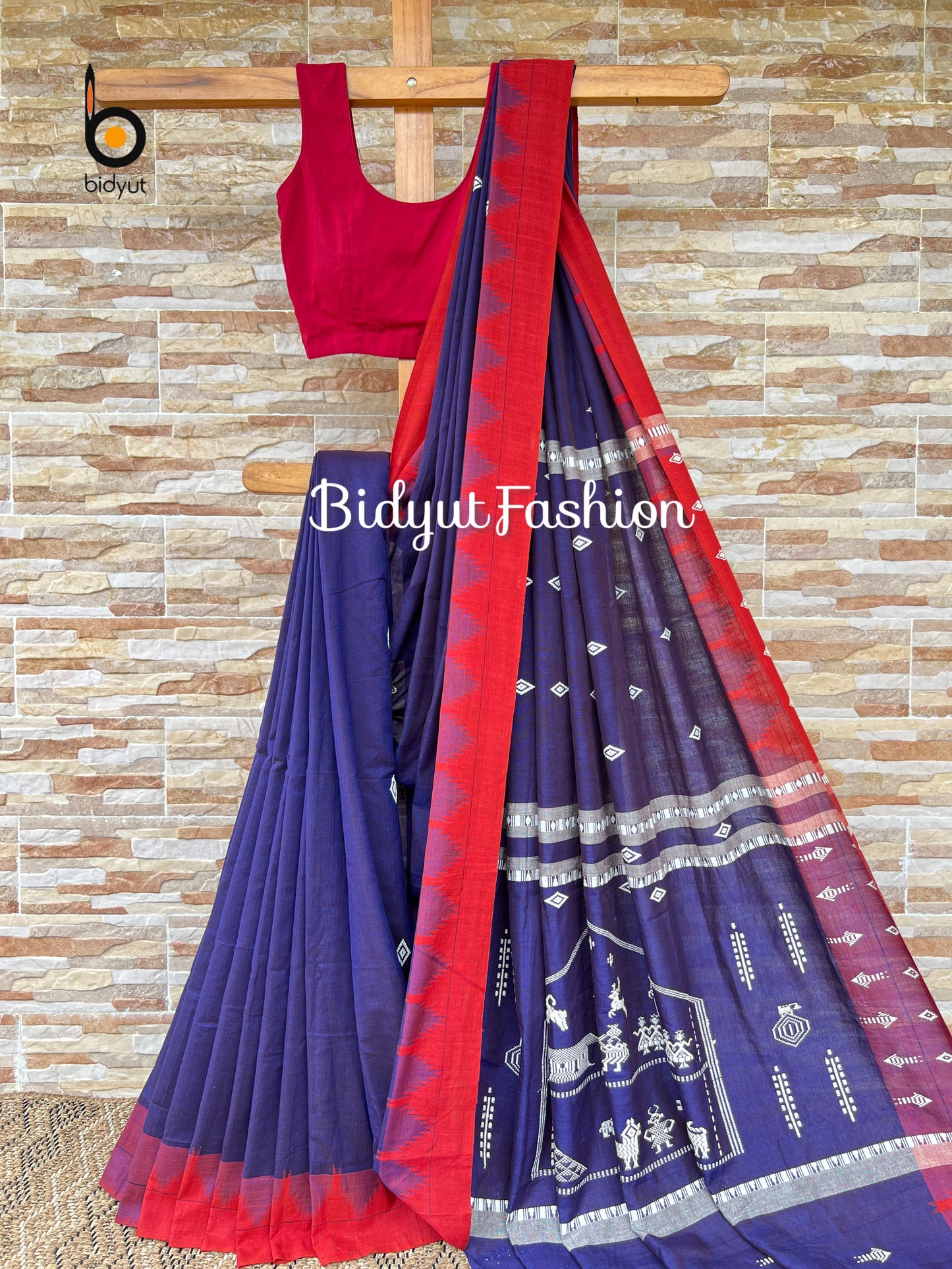 Handloom of Odisha Kotpad Tribal Cotton Saree in Indigo color